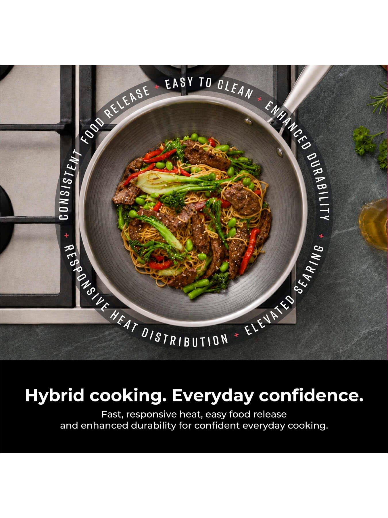 Image 3 of 8 of Tower Ti-Clad 28cm Hybrid Wok, Titanium-Infused Tri-Ply Induction, Non-Stick