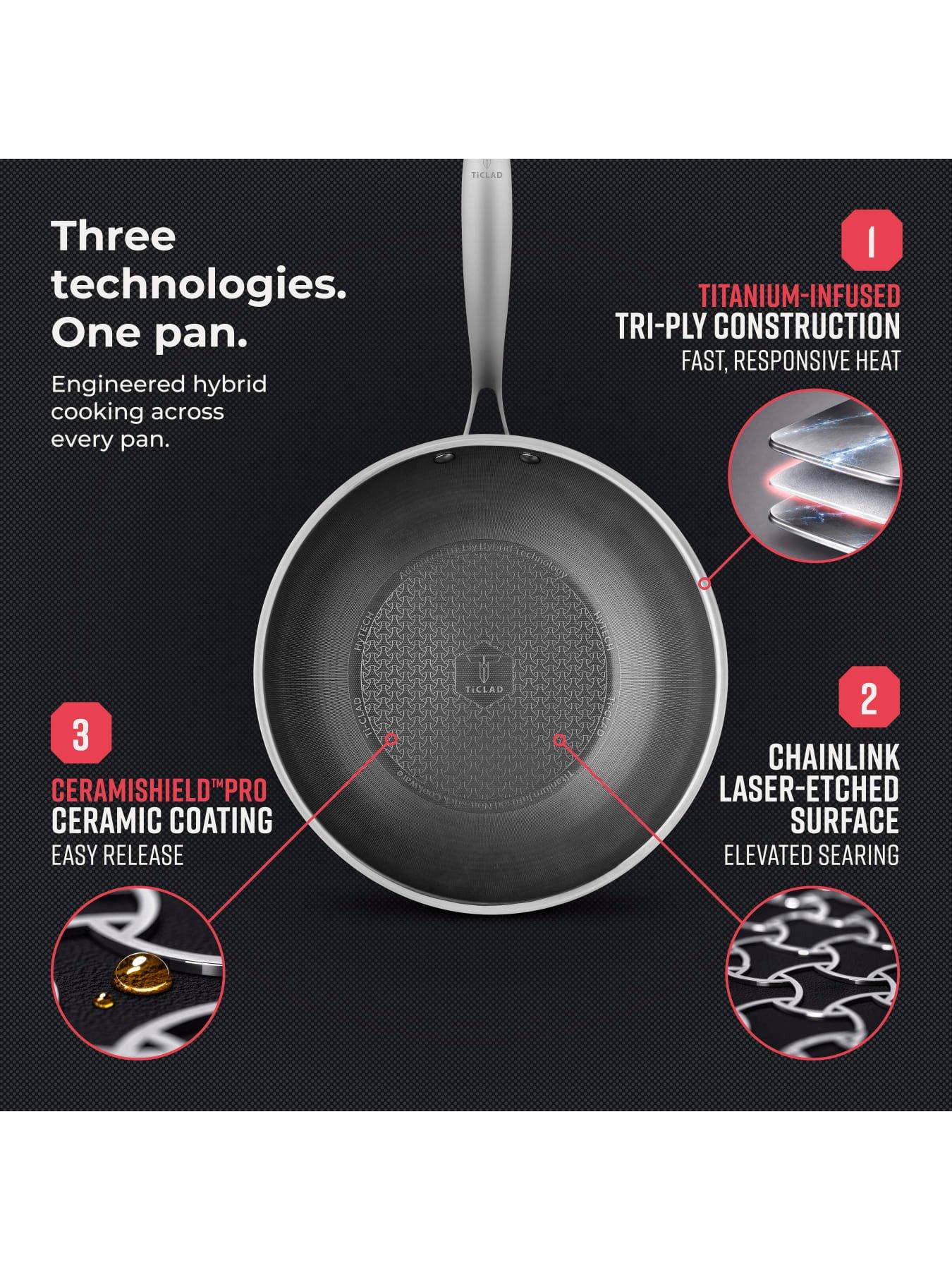 Image 4 of 8 of Tower Ti-Clad 28cm Hybrid Wok, Titanium-Infused Tri-Ply Induction, Non-Stick