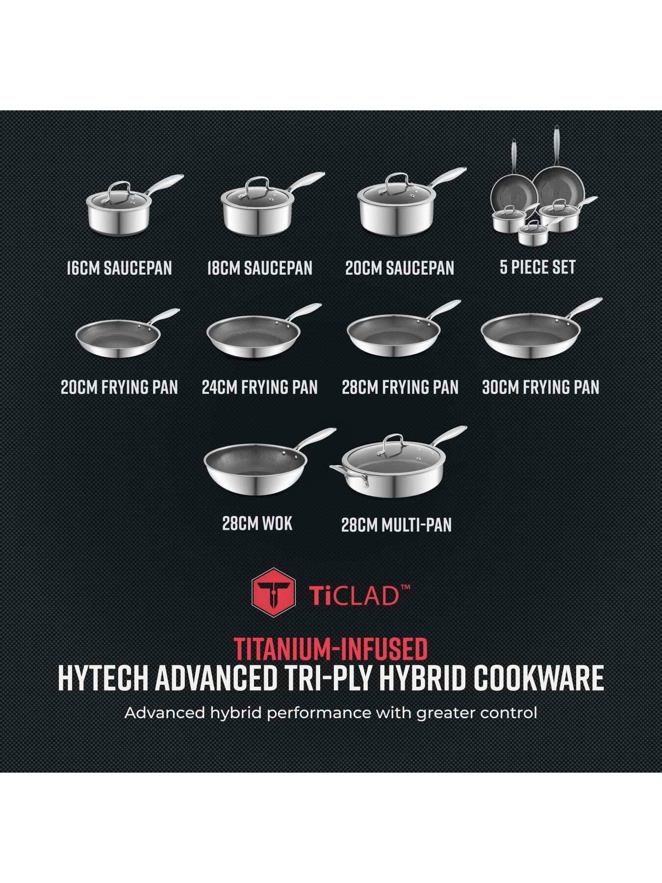 Image 7 of 8 of Tower Ti-Clad 28cm Hybrid Wok, Titanium-Infused Tri-Ply Induction, Non-Stick