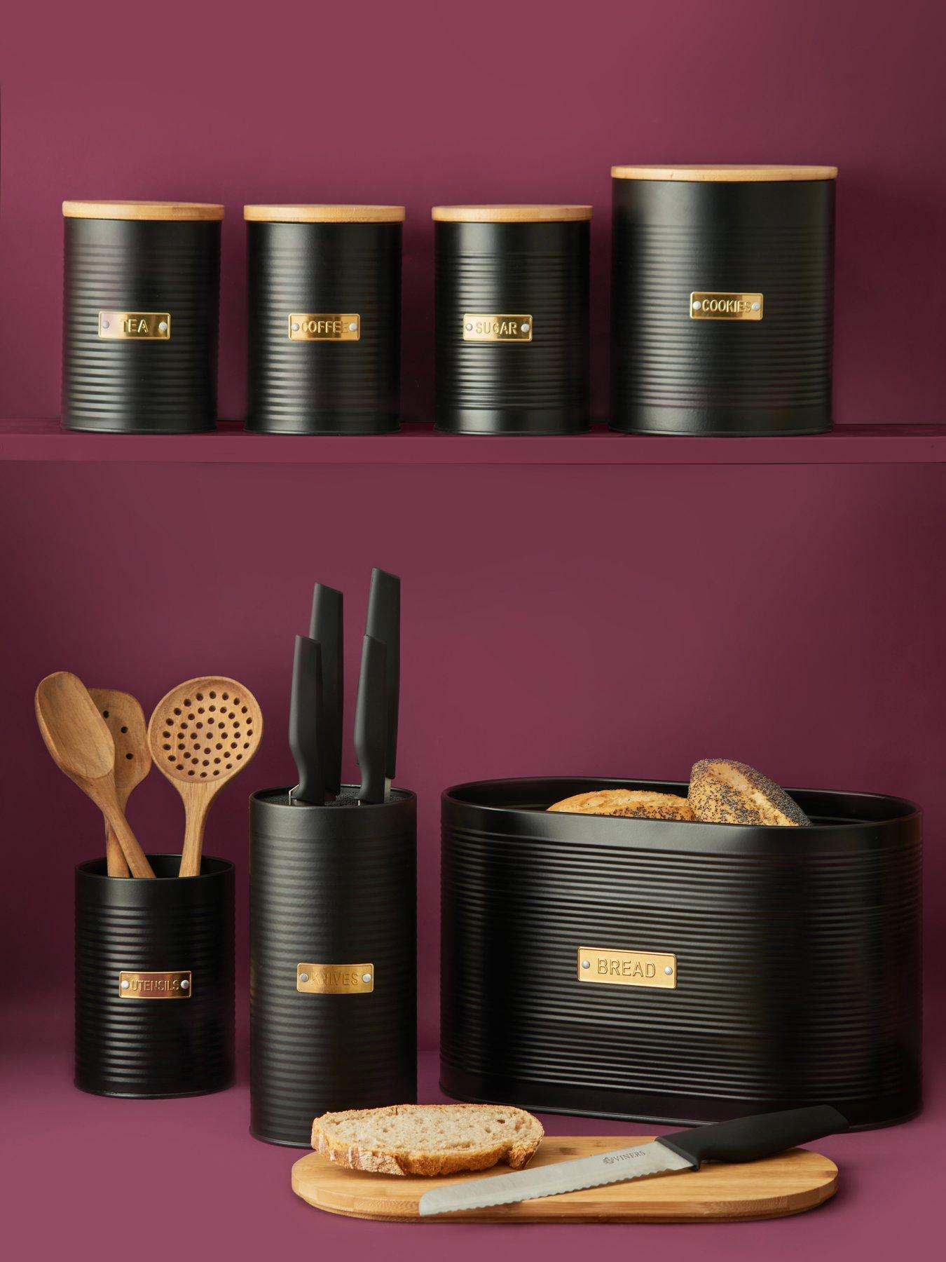 Typhoon Otto Set of 4 Tea, Coffee, Sugar  &  Bread - Black