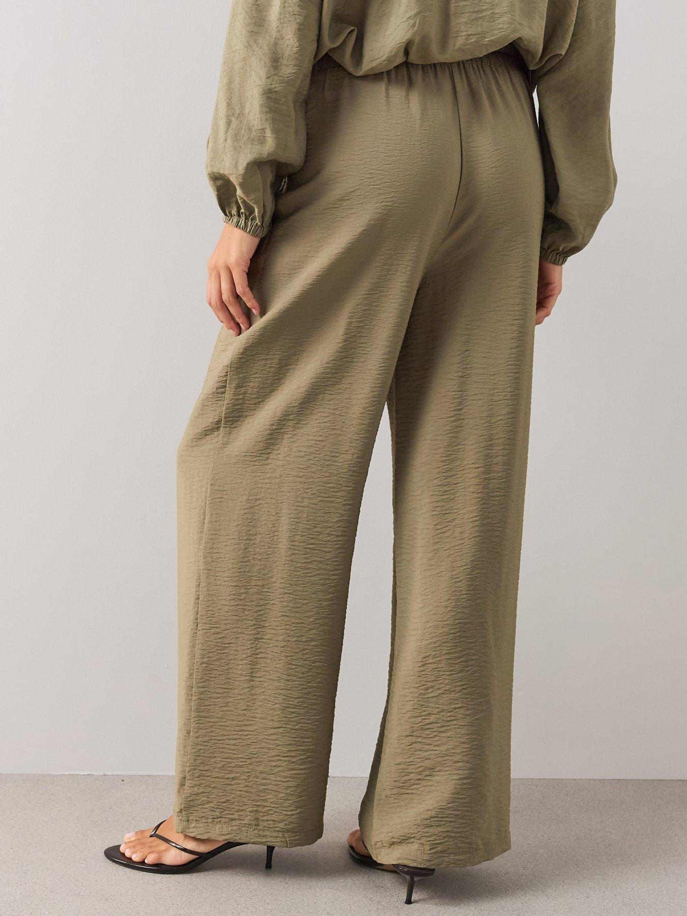 Image 2 of 6 of The Very Collection Textured Wide Leg Trousers - Green