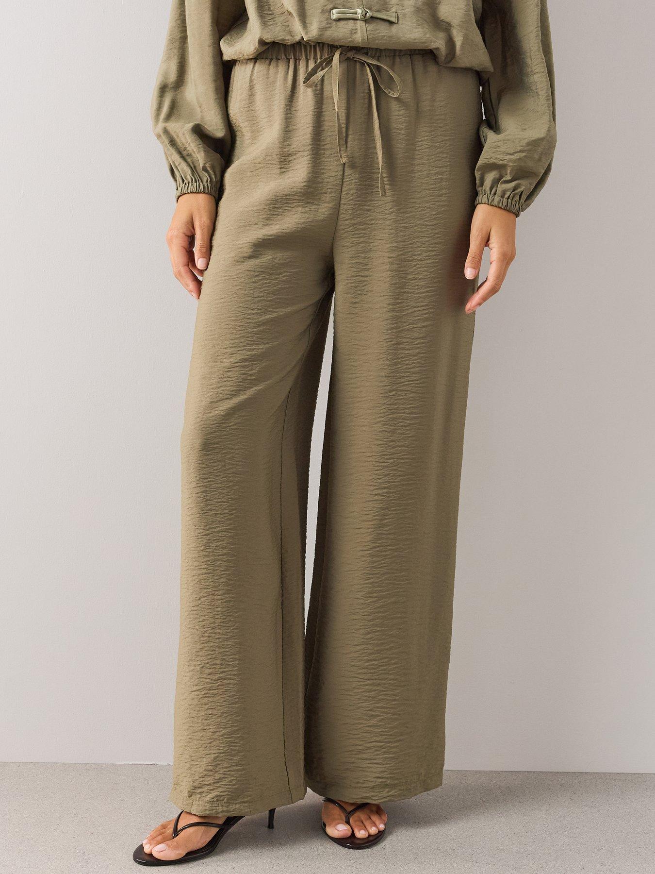 Image 5 of 6 of The Very Collection Textured Wide Leg Trousers - Green