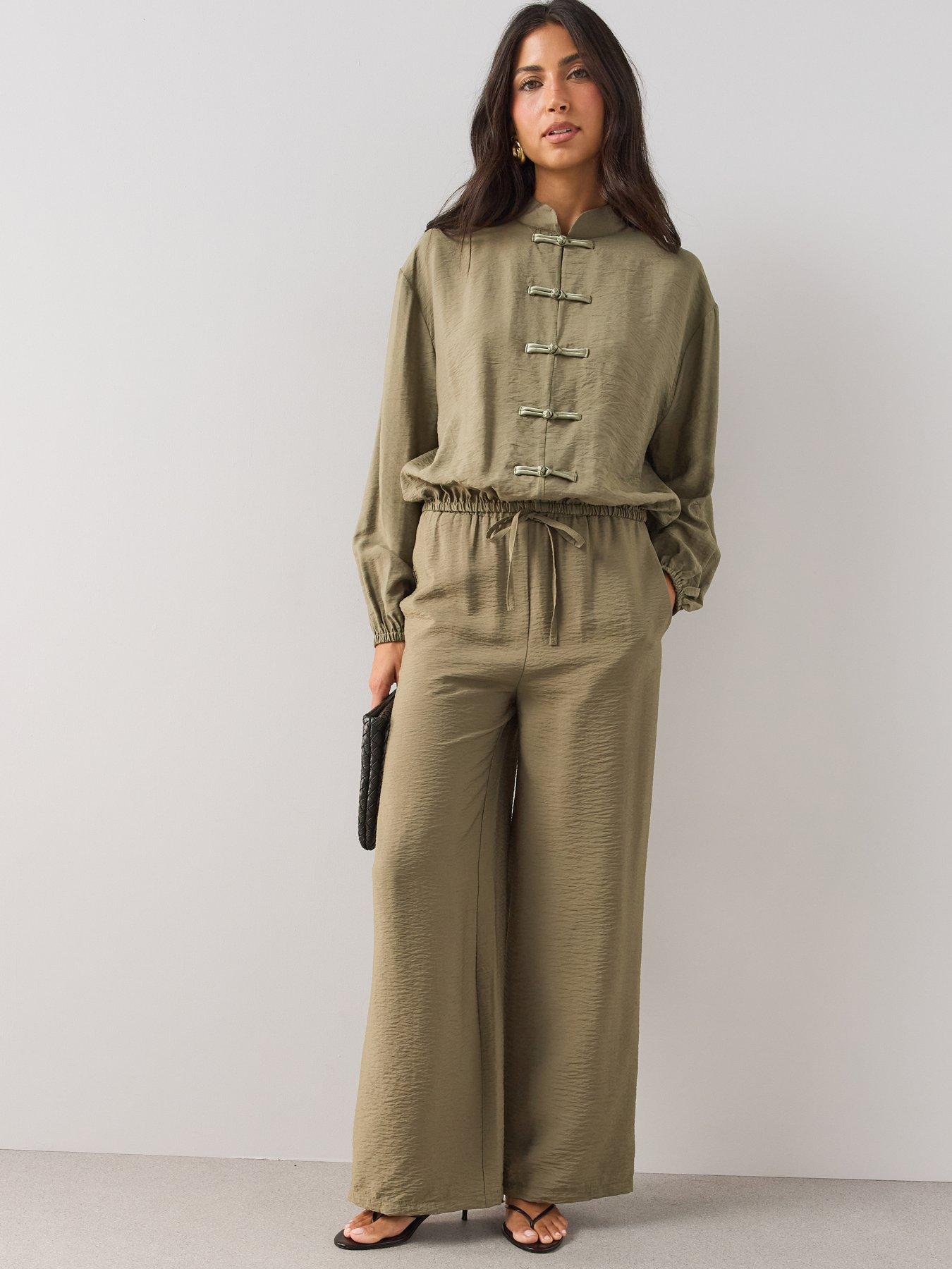 Image 6 of 6 of The Very Collection Textured Wide Leg Trousers - Green