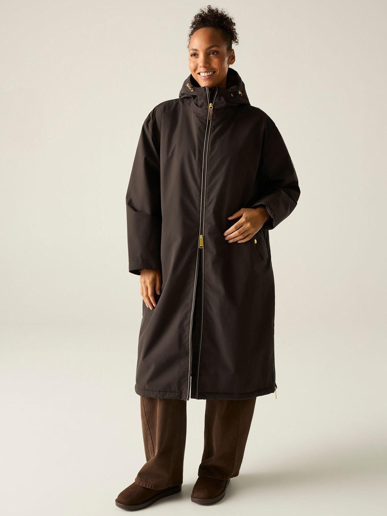 Image 1 of 7 of Regatta Womens Luxe Heritage Waterproof Hooded Borg Lined Robe - Dark Chocolate