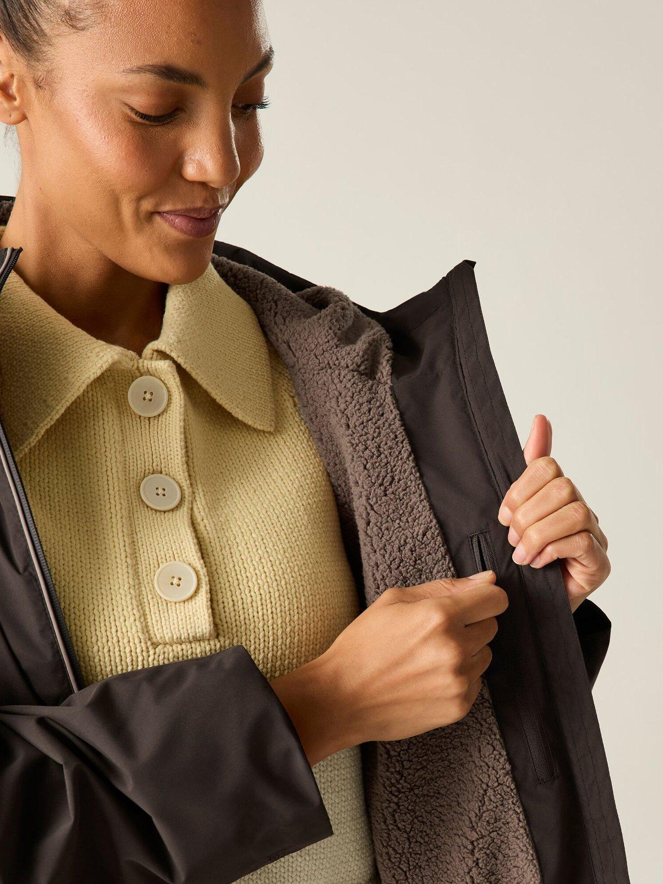 Image 6 of 7 of Regatta Womens Luxe Heritage Waterproof Hooded Borg Lined Robe - Dark Chocolate