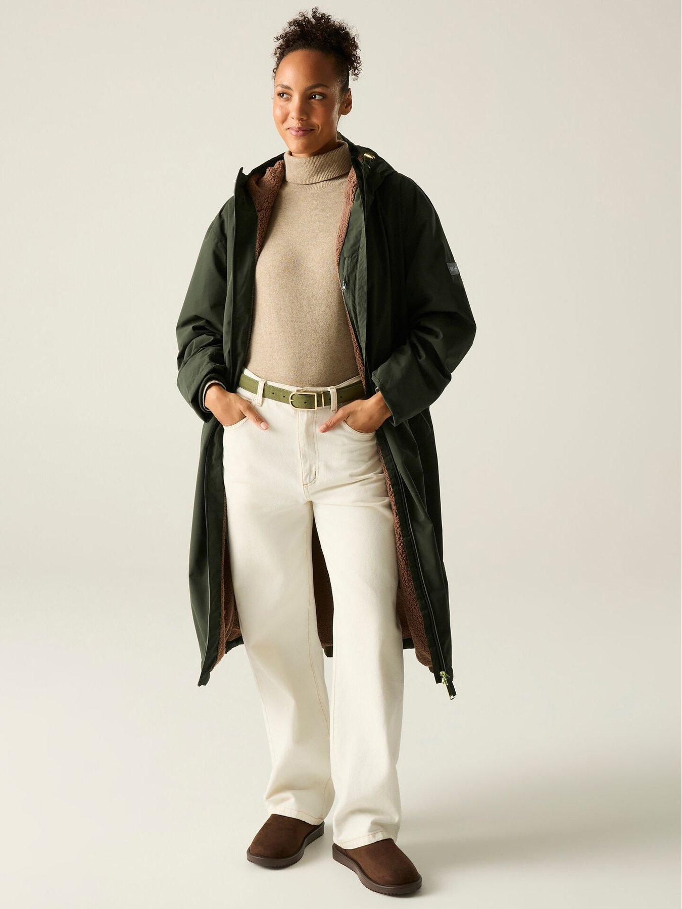 Image 1 of 7 of Regatta Womens Luxe Heritage Waterproof Hooded Longline Robe - Dark Khaki