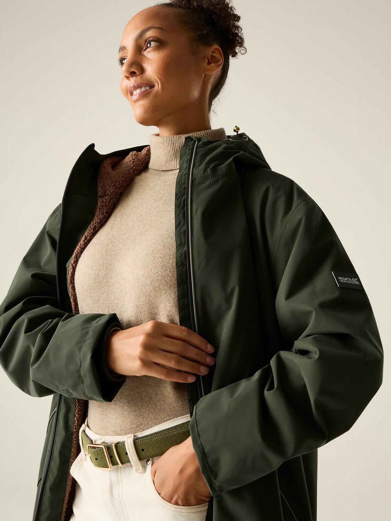 Image 2 of 7 of Regatta Womens Luxe Heritage Waterproof Hooded Longline Robe - Dark Khaki