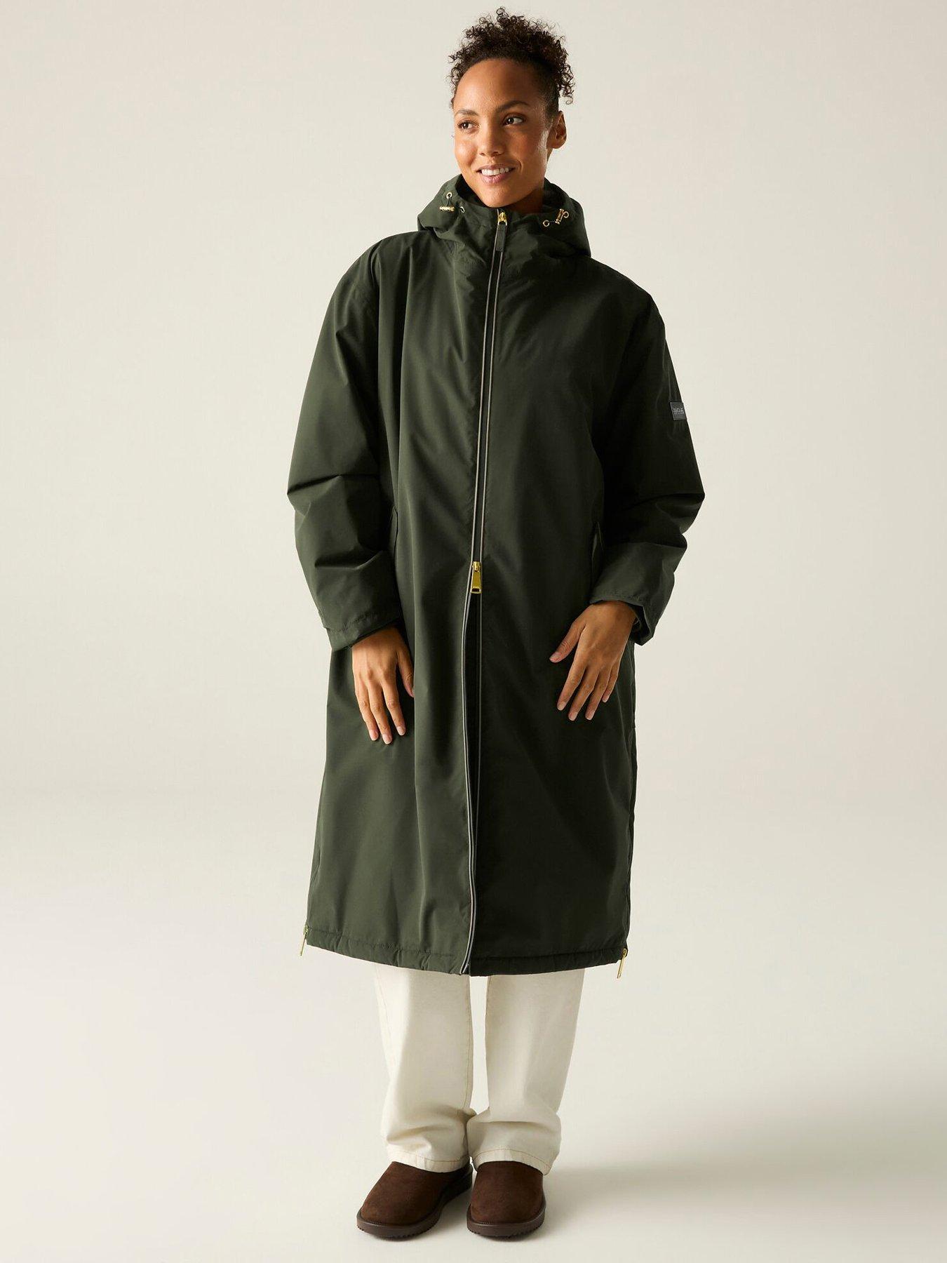 Image 5 of 7 of Regatta Womens Luxe Heritage Waterproof Hooded Longline Robe - Dark Khaki