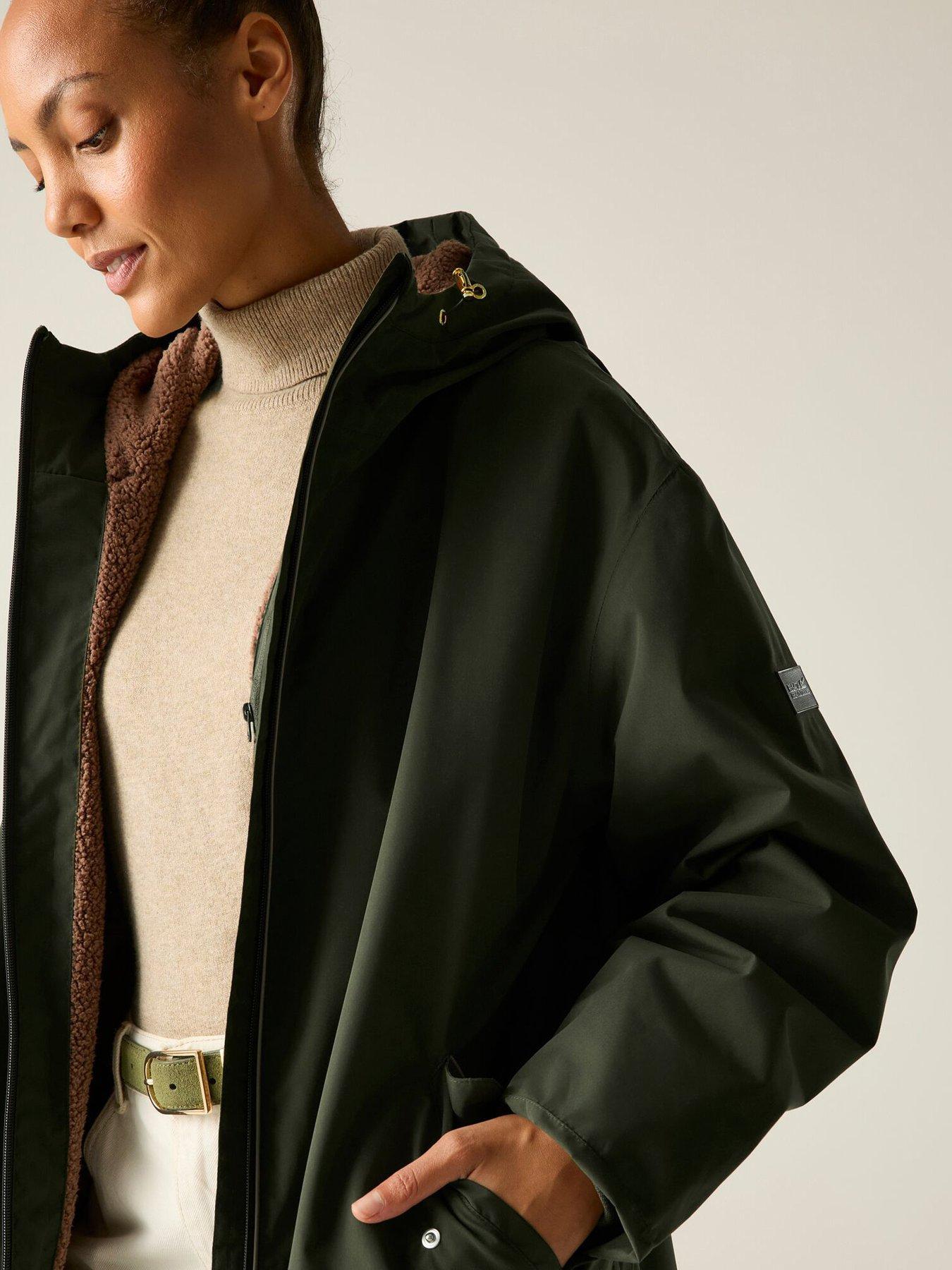 Image 6 of 7 of Regatta Womens Luxe Heritage Waterproof Hooded Longline Robe - Dark Khaki