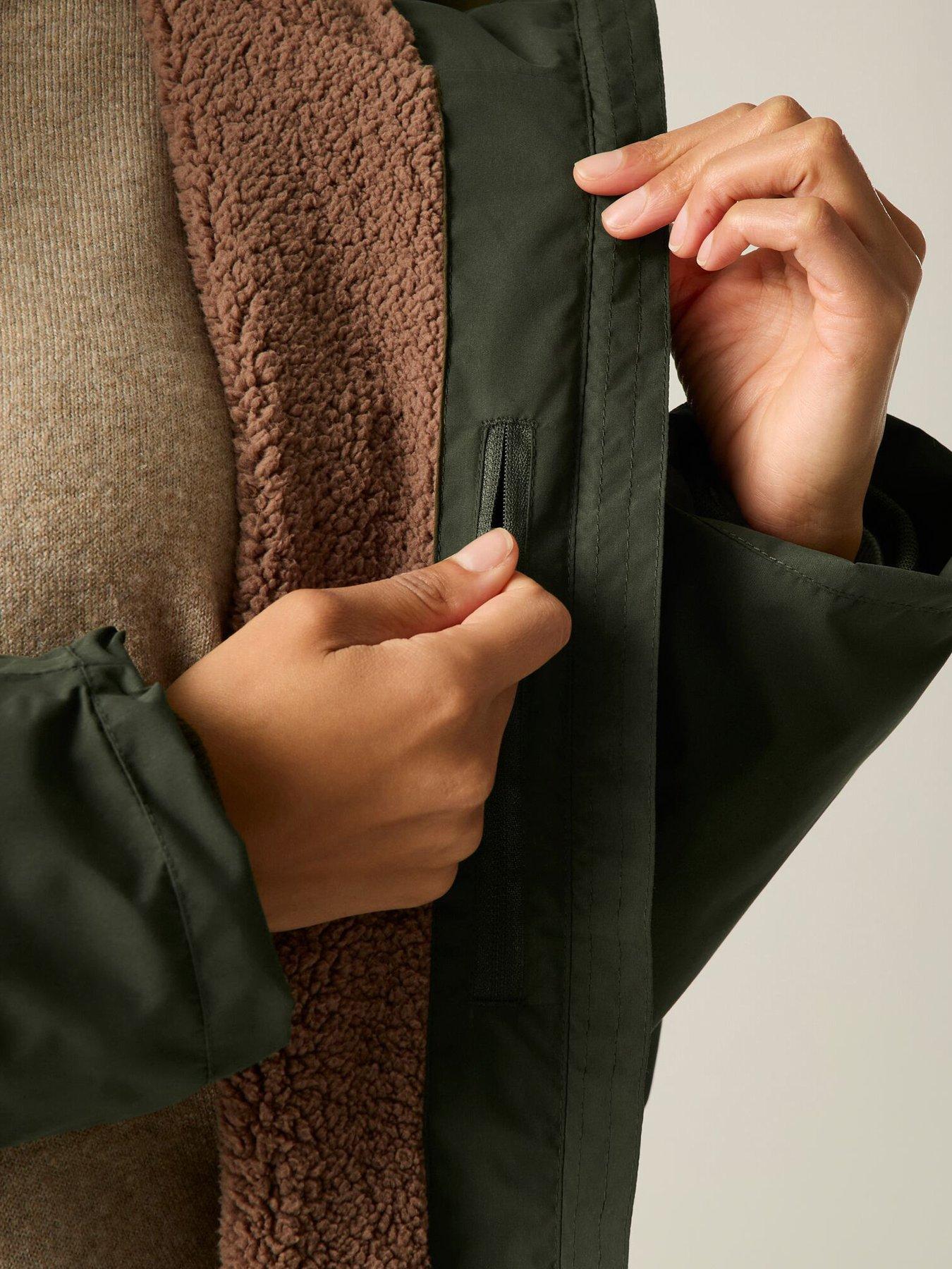 Image 7 of 7 of Regatta Womens Luxe Heritage Waterproof Hooded Longline Robe - Dark Khaki