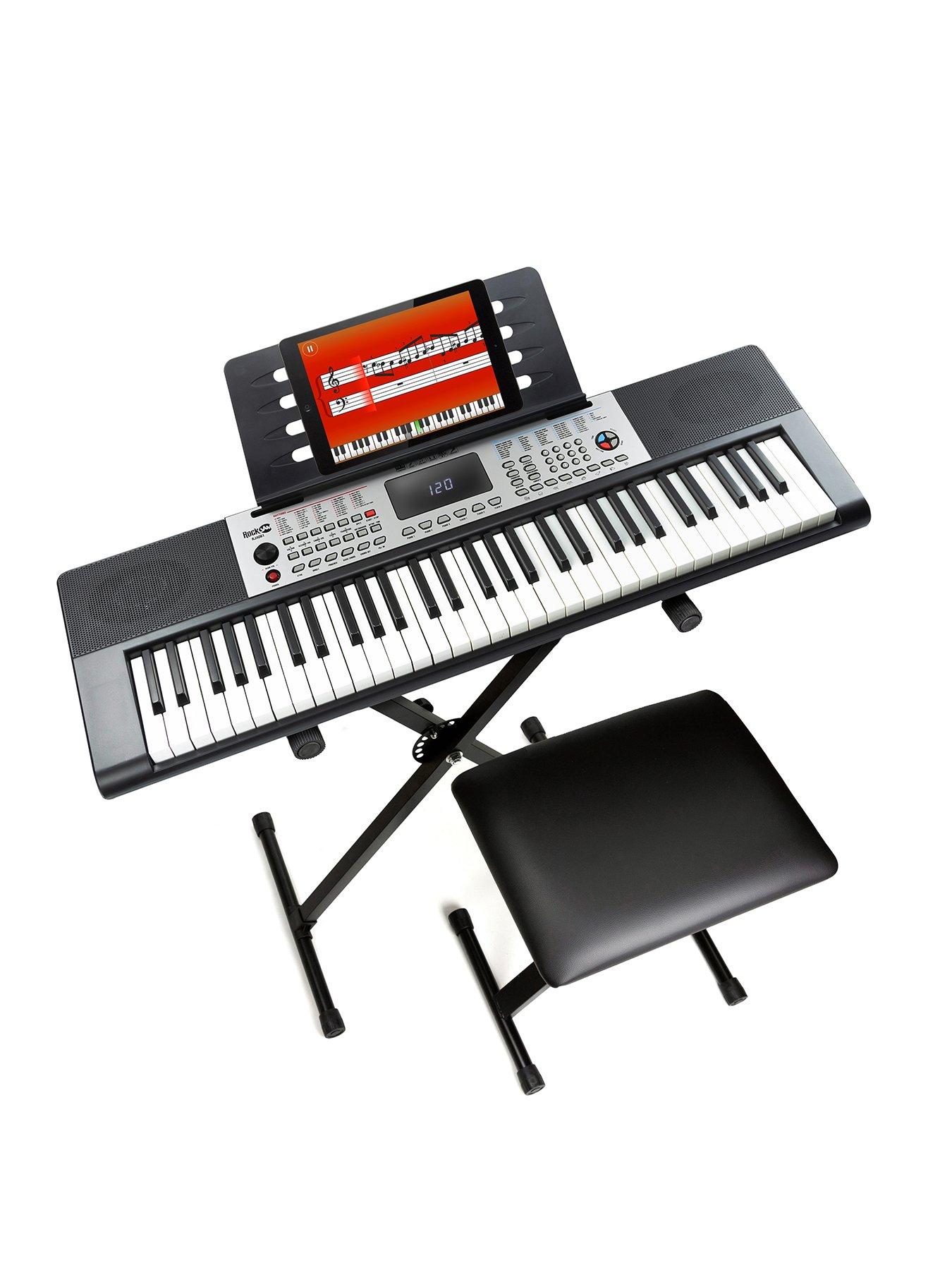 RockJam RockJam RJ4061-SK 61 Key Full Size Keyboard Piano Kit with Stand, Stool, Key Stickers, 128 Sounds, Teaching Modes and Apps
