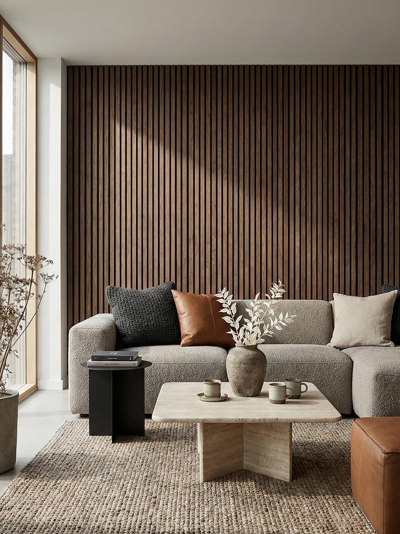 Image 5 of 7 of Living and Home Acoustic MDF Wall Panel Walnut Wood Grain Effect 60cm W x 120cm H