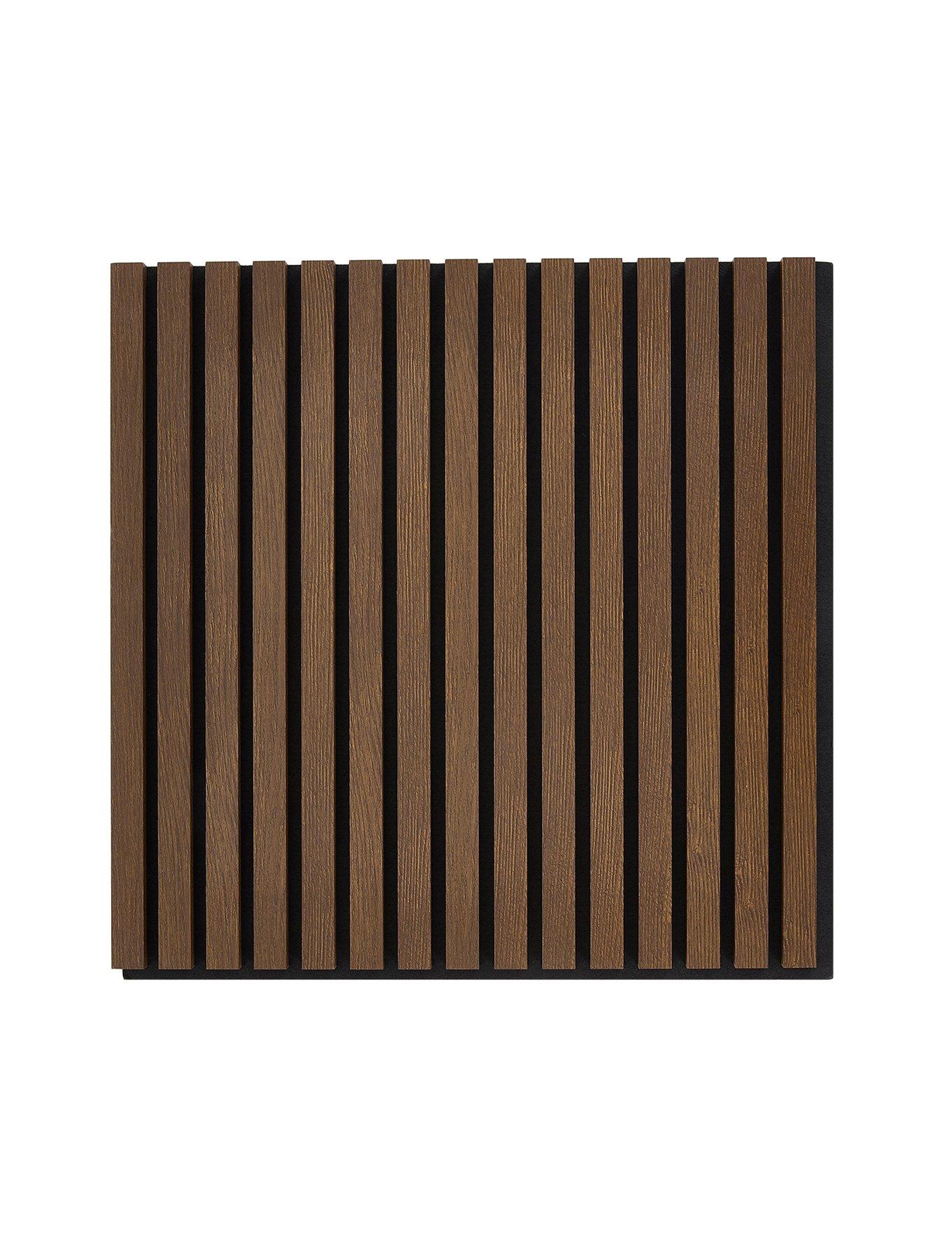 Image 2 of 7 of Living and Home 4-Pack Acoustic MDF Wall Panels Walnut Effect 60cm W x 60cm H