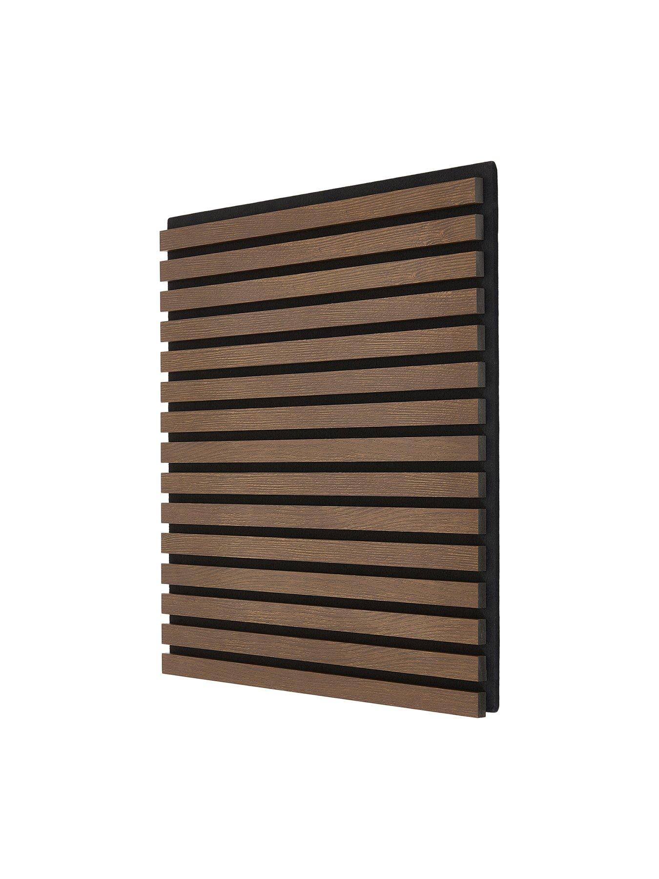 Image 3 of 7 of Living and Home 4-Pack Acoustic MDF Wall Panels Walnut Effect 60cm W x 60cm H