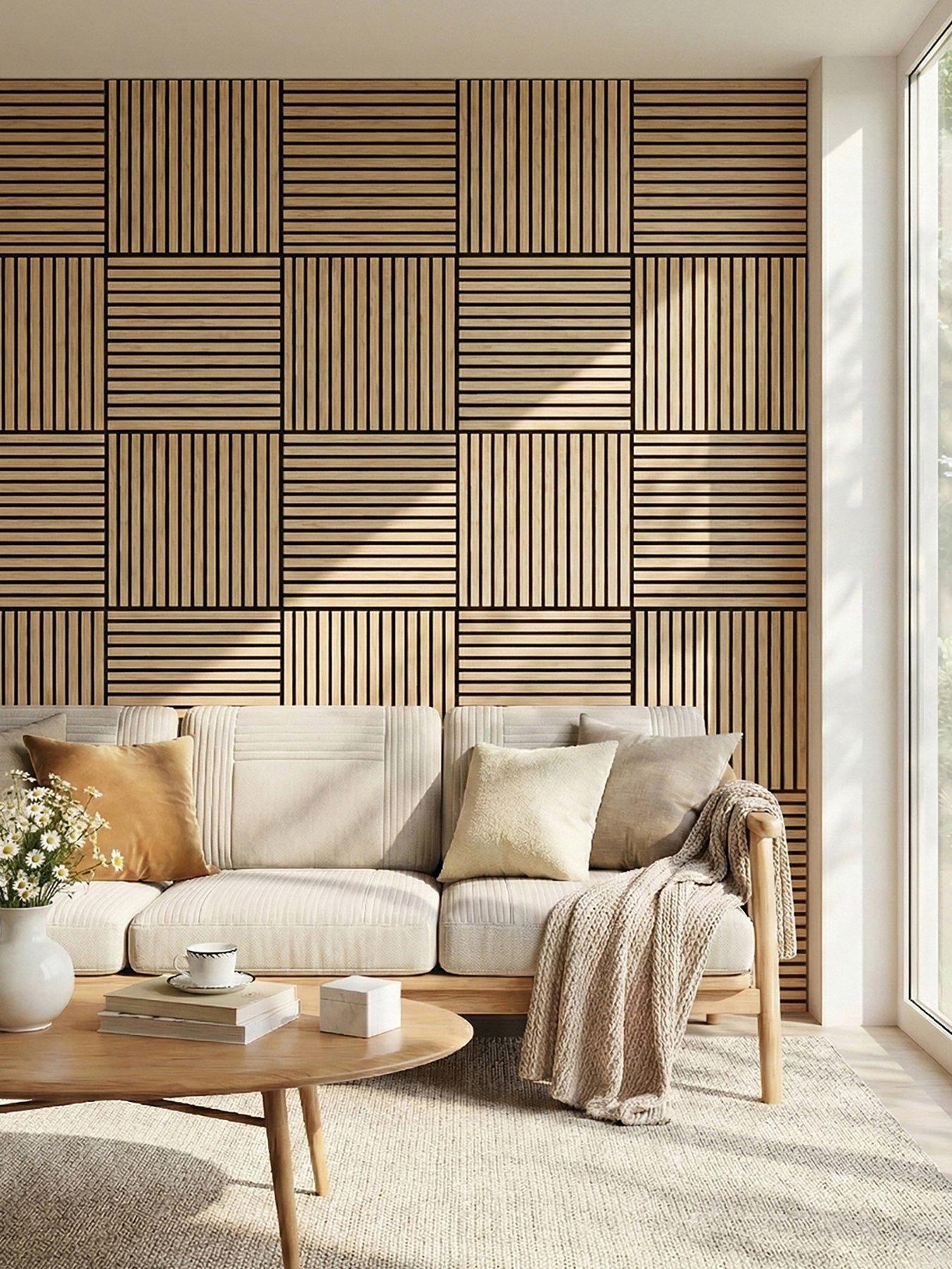 Image 1 of 7 of Living and Home 4-Pack MDF Wall Panels Wenge Effect 60cm W x 60cm H