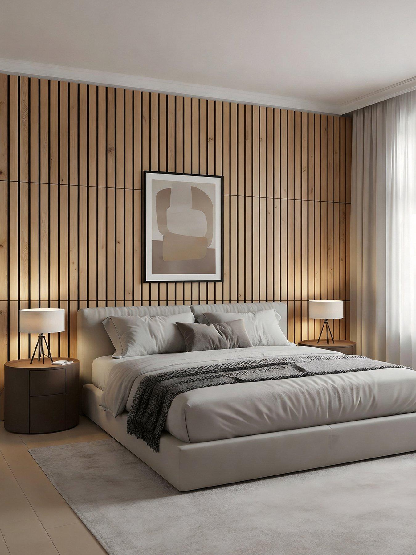 Image 5 of 7 of Living and Home 8-Pack Acoustic Wood Slat Wall Panels Light Brown 30cm x 60cm