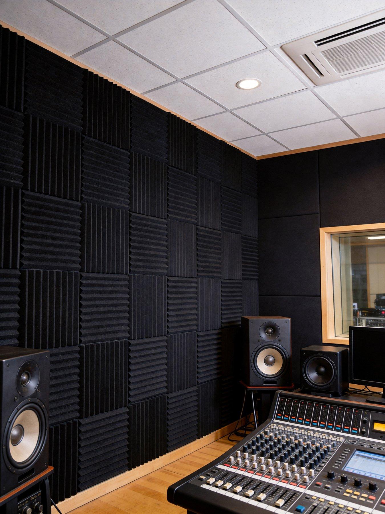 Image 1 of 7 of Living and Home 12Pcs High-Density Flame-Retardant Acoustic Foam Panels