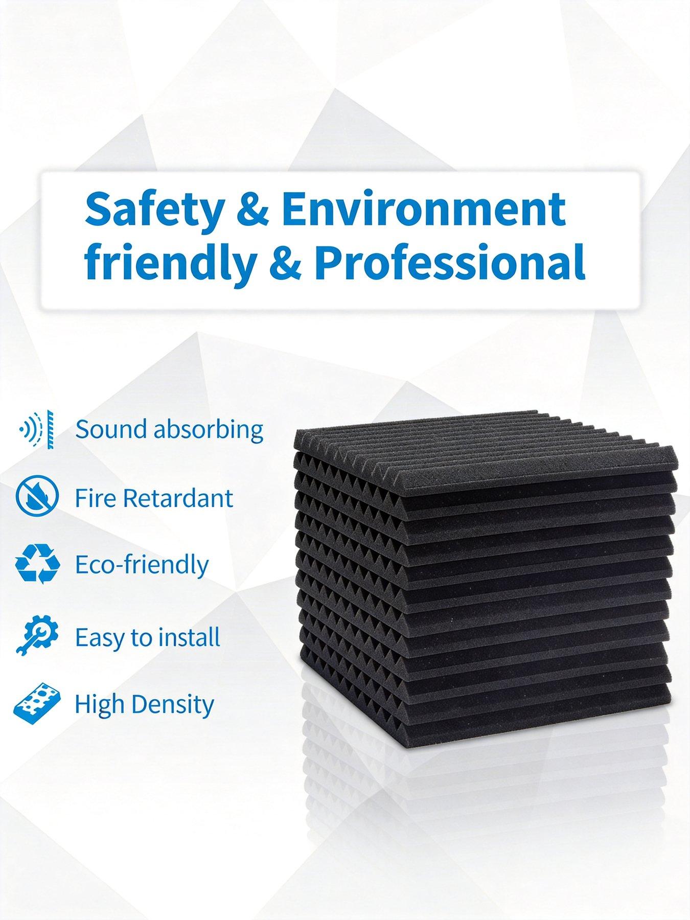 Image 5 of 7 of Living and Home 12Pcs High-Density Flame-Retardant Acoustic Foam Panels