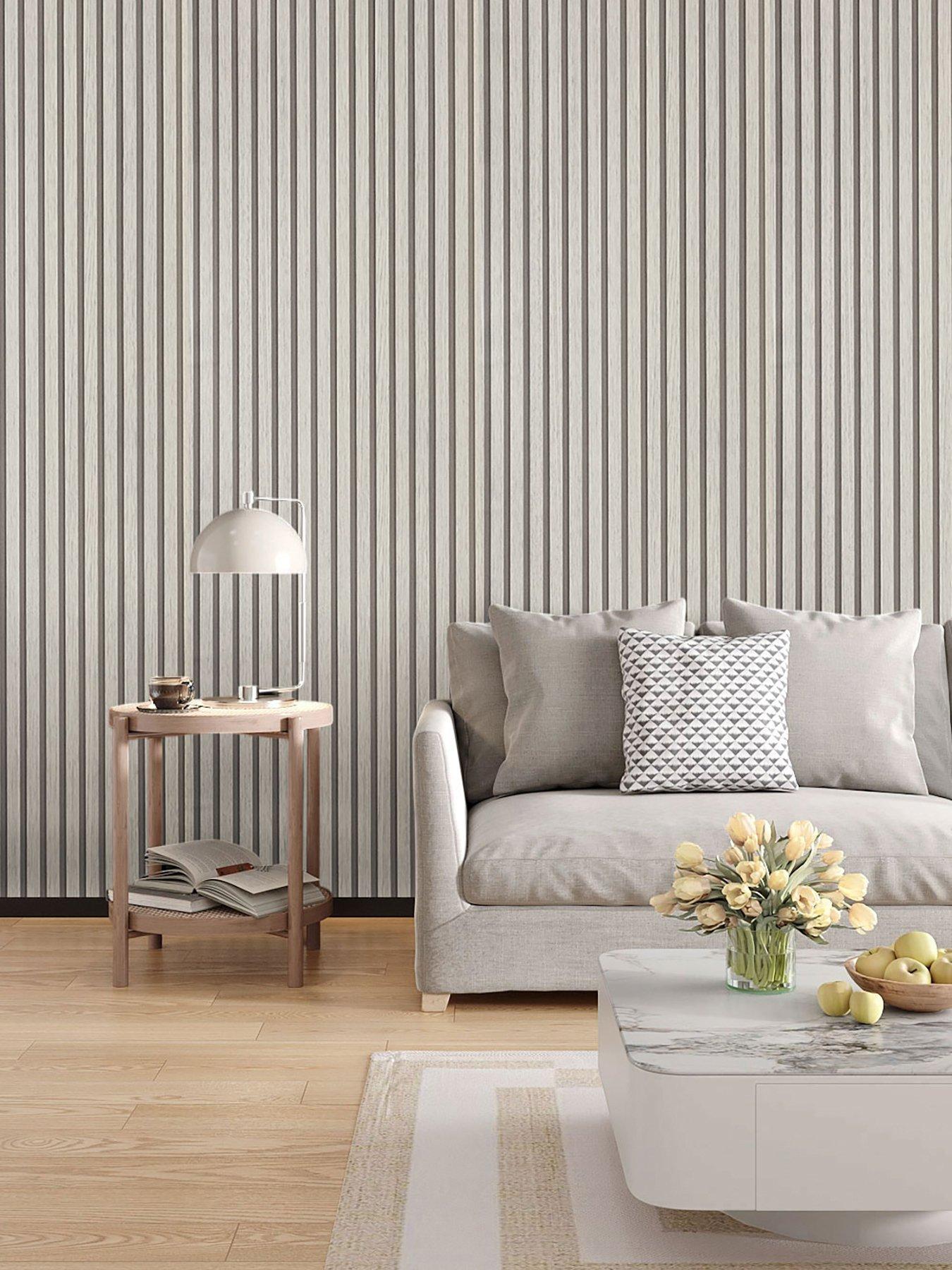Image 6 of 7 of Living and Home Self-Adhesive Wood Grain Stripe PVC Wallpaper Beige 1000cm W x 60cm D