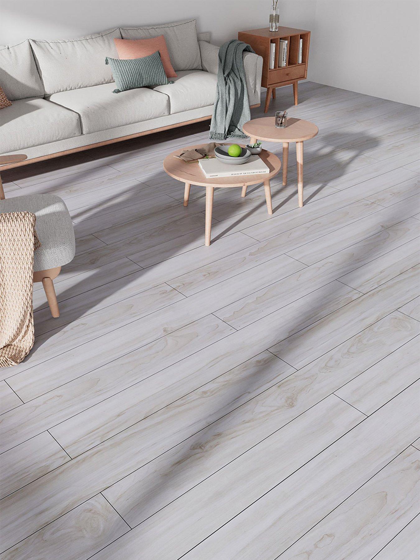 Image 4 of 7 of Living and Home 36Pcs White Oak Wood Grain Waterproof Self Adhesive PVC Flooring