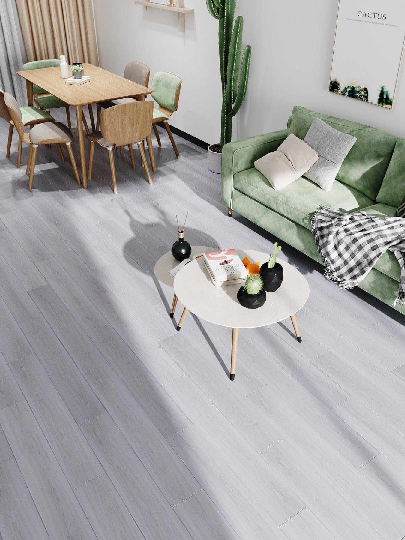 Image 5 of 7 of Living and Home 36Pcs White Oak Wood Grain Waterproof Self Adhesive PVC Flooring