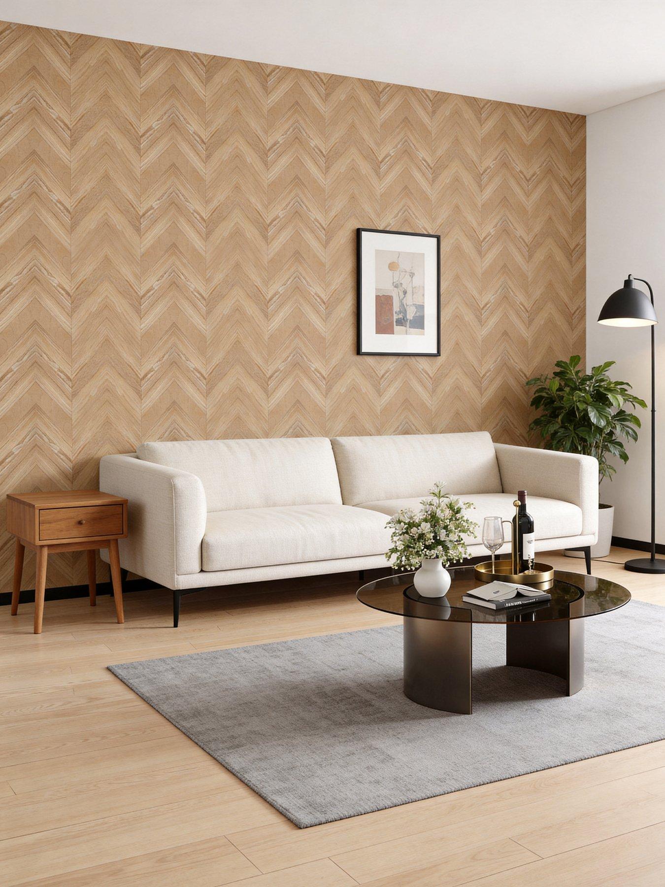 Image 5 of 6 of Living and Home Self-Adhesive PVC Flooring Wallpaper with Wood Effect Light Brown