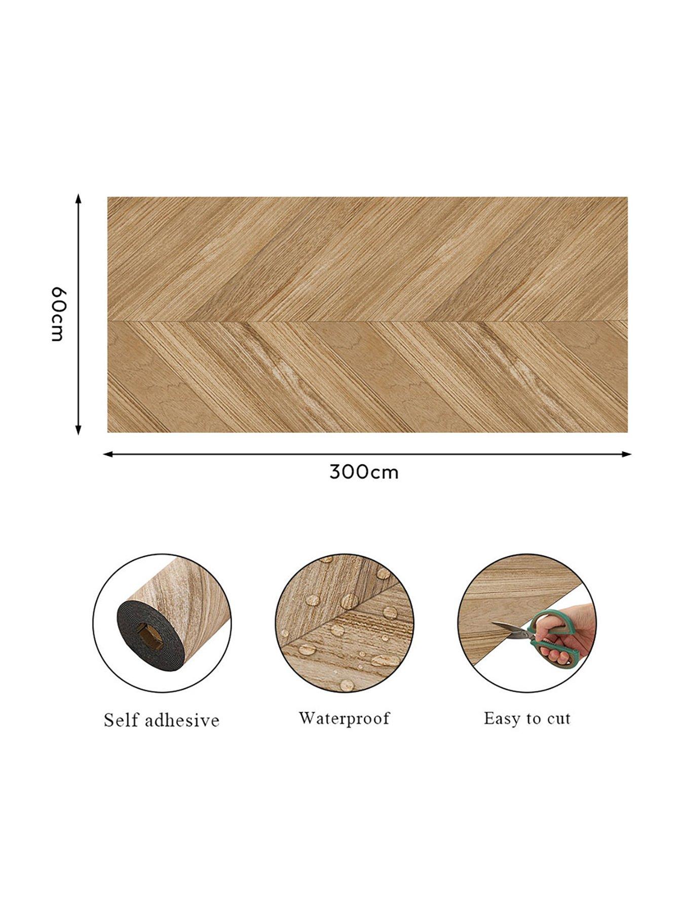 Image 6 of 6 of Living and Home Self-Adhesive PVC Flooring Wallpaper with Wood Effect Light Brown