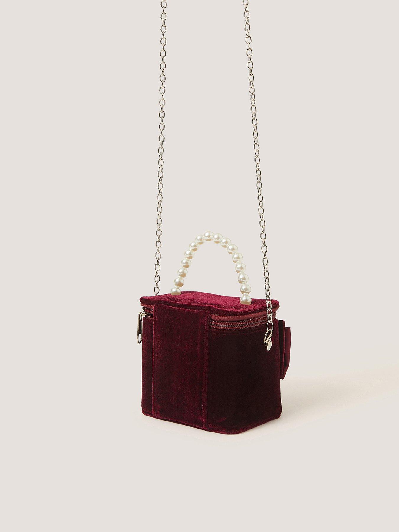 Image 2 of 4 of Monsoon Girls Velvet Bow Bag - Red