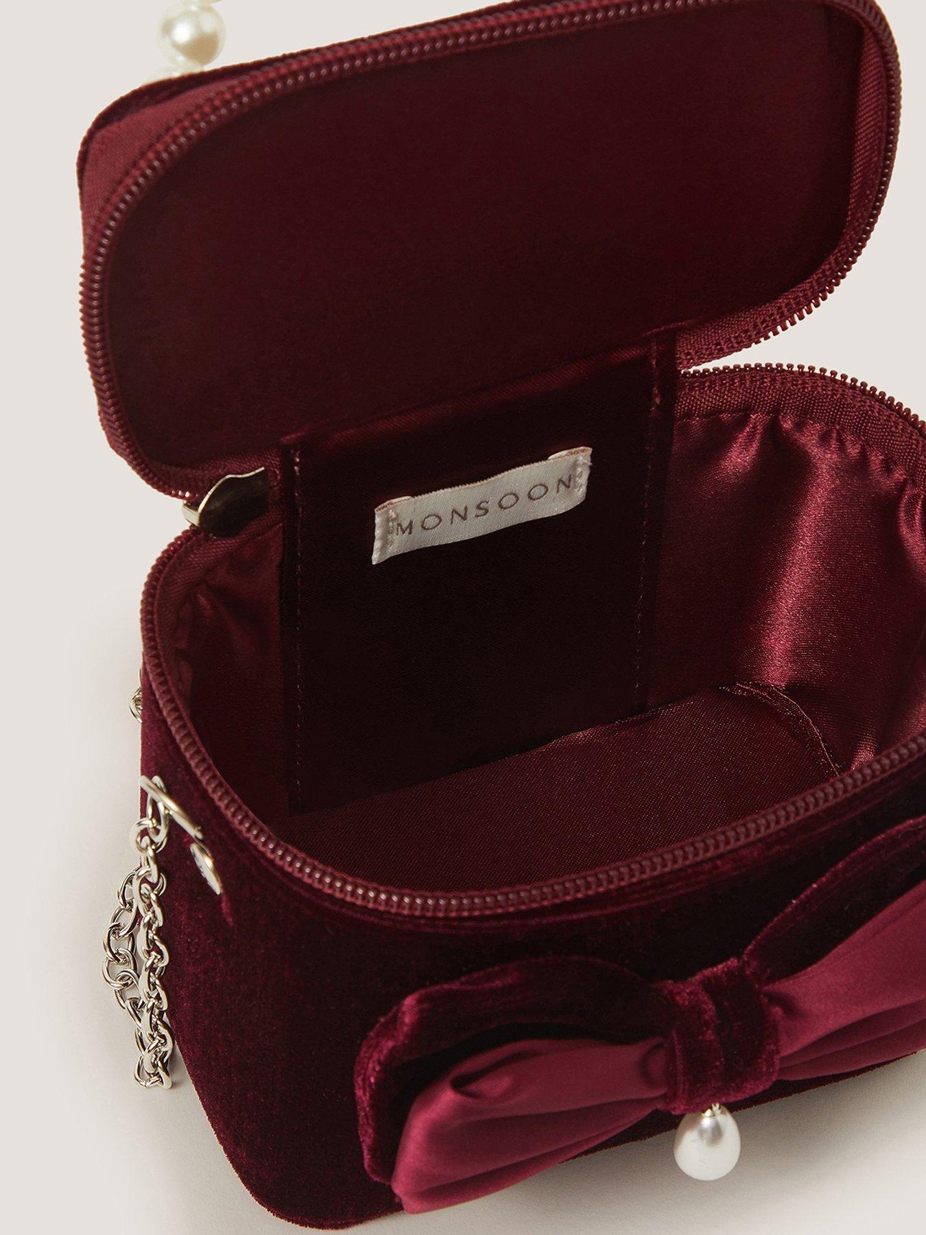 Image 4 of 4 of Monsoon Girls Velvet Bow Bag - Red