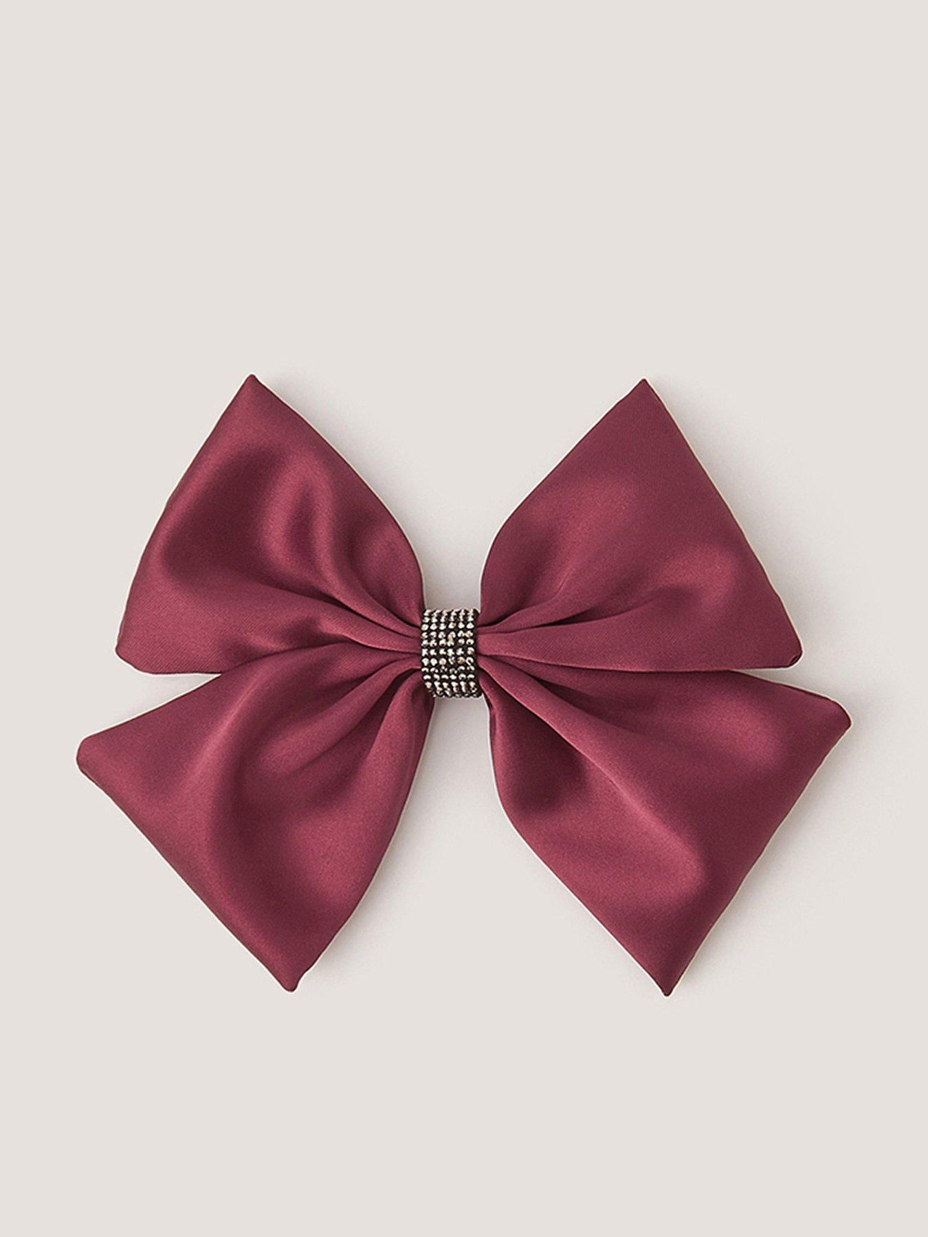 Image 1 of 3 of Monsoon Girls Layer Satin Bow Clip - Dark Red