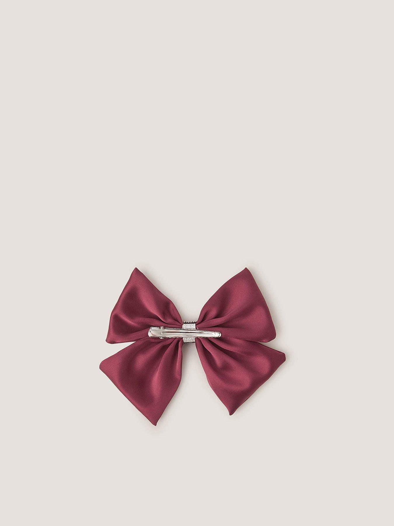 Image 2 of 3 of Monsoon Girls Layer Satin Bow Clip - Dark Red