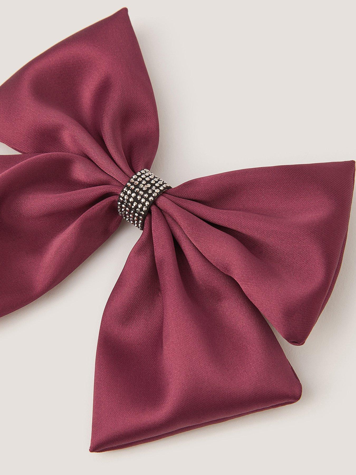 Image 3 of 3 of Monsoon Girls Layer Satin Bow Clip - Dark Red