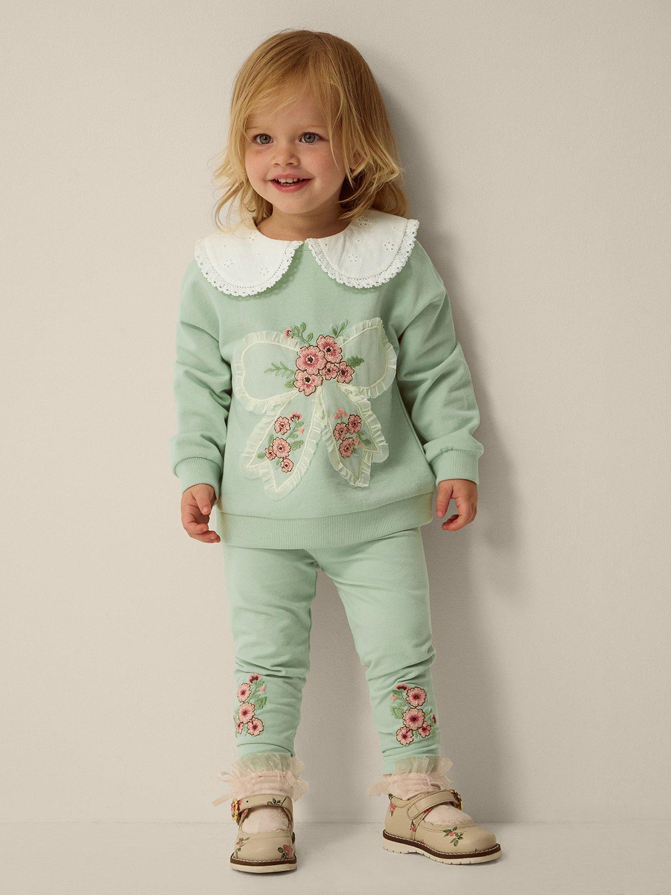 Monsoon Baby Girls Sweat Top  &  Leggings Set - Green