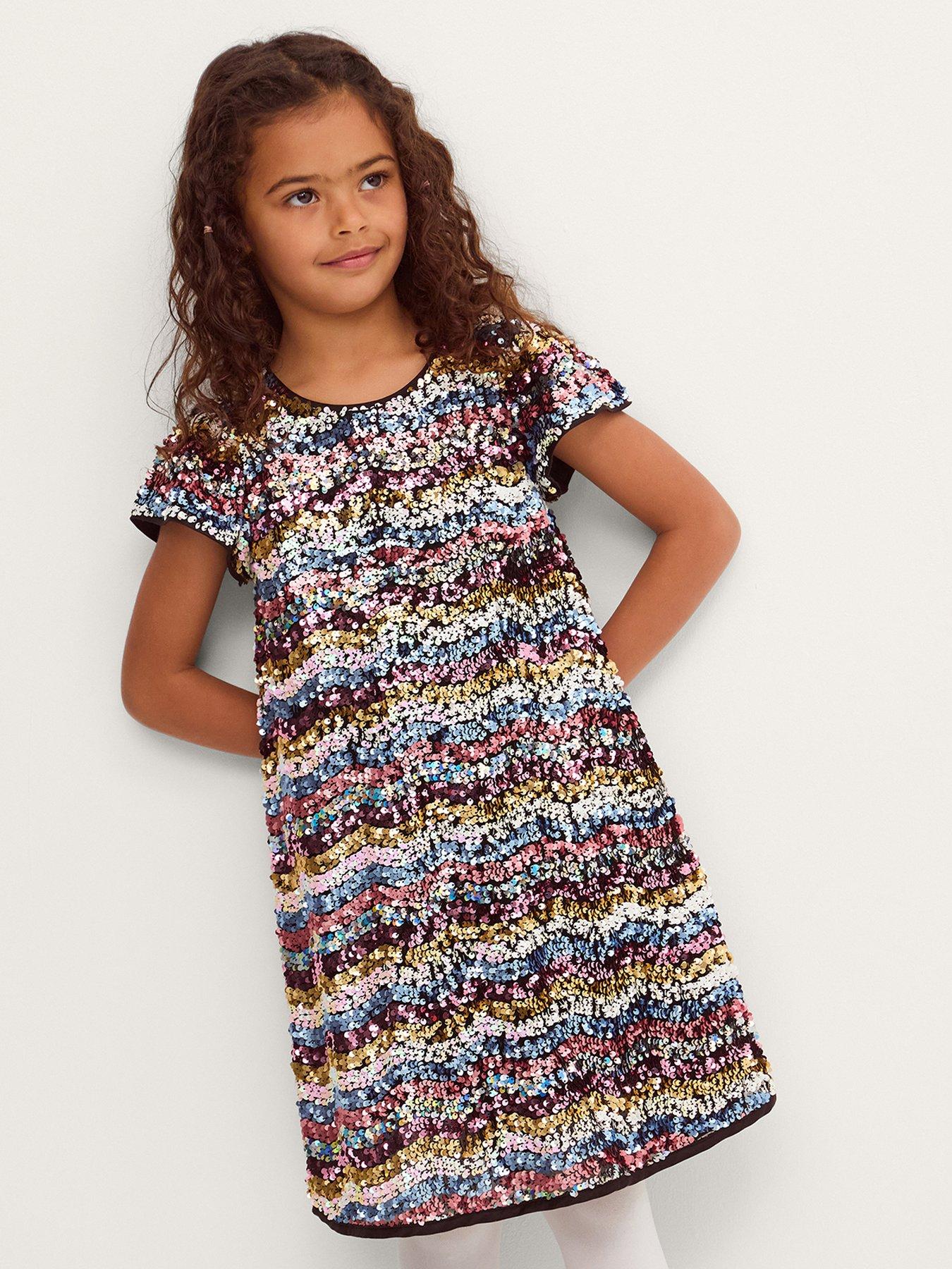 Monsoon Girls Wavey Sequin Swing Dress - Multi