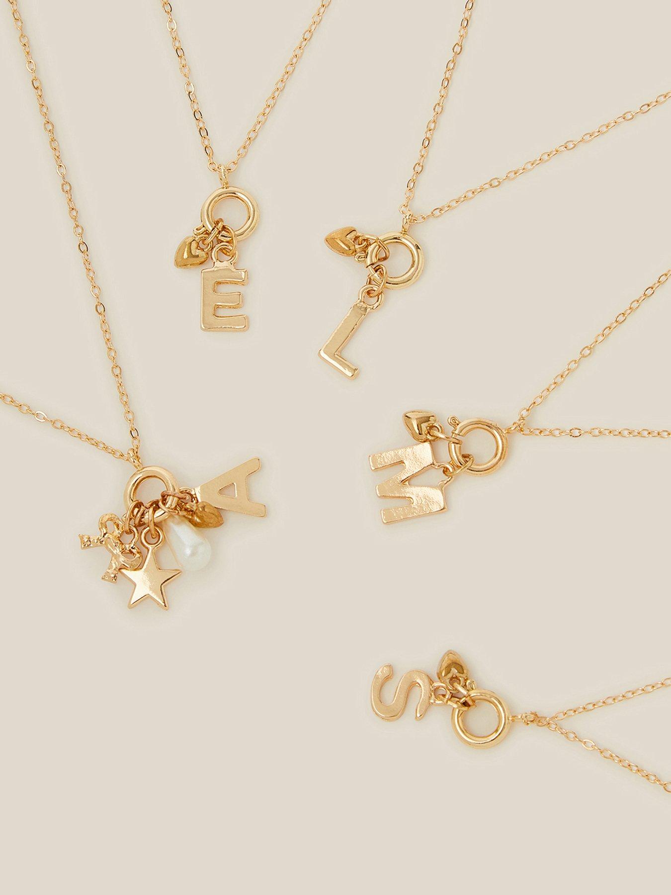 Image 4 of 4 of Monsoon Girls Initial Charm Necklace Set - Gold