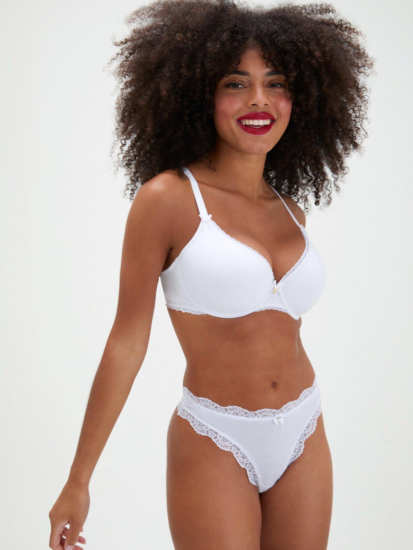 Image 3 of 5 of Boux Avenue Lydia Cotton Plunge Bra - White