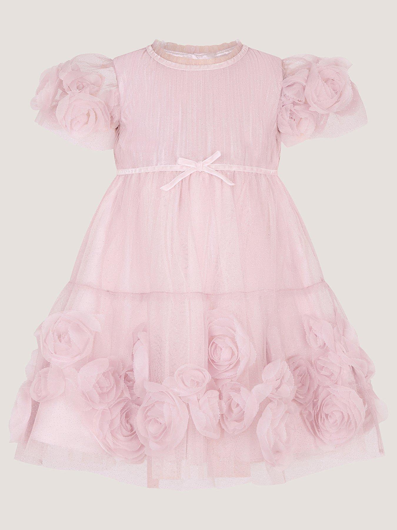 Monsoon Baby Girls Remi Roses 3d Dress - Pink