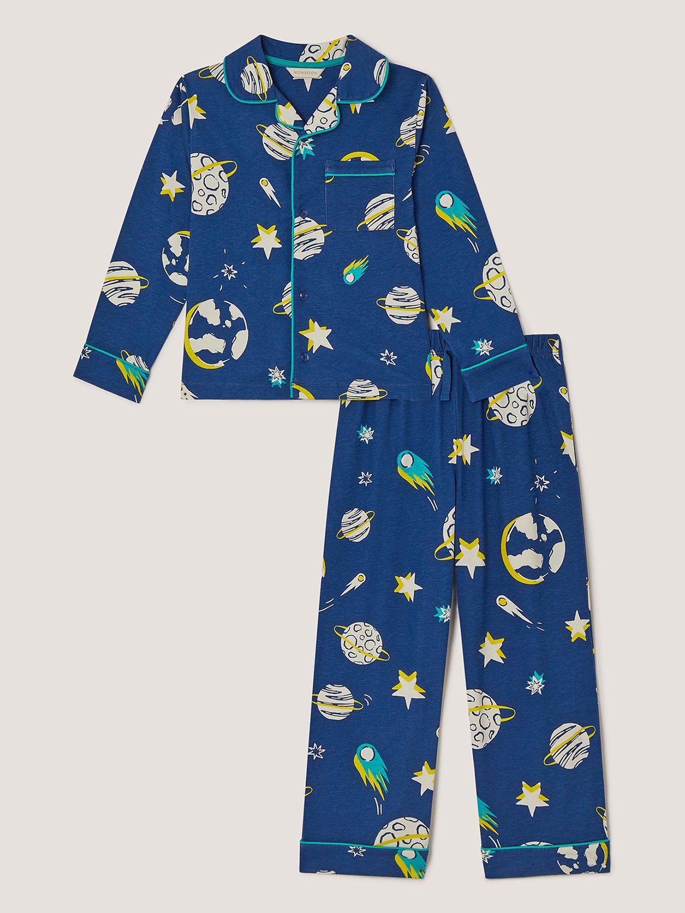 Monsoon Boys Jersey Space Printed Pyjamas - Navy