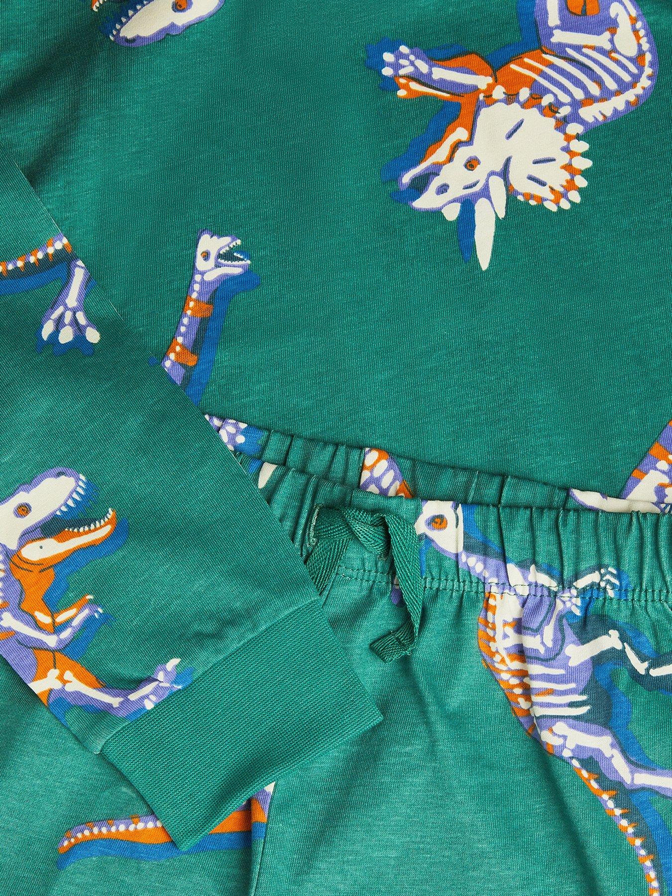 Image 3 of 3 of Monsoon Boys Jersey Glow In The Dark Printed Dino Pyjamas - Green