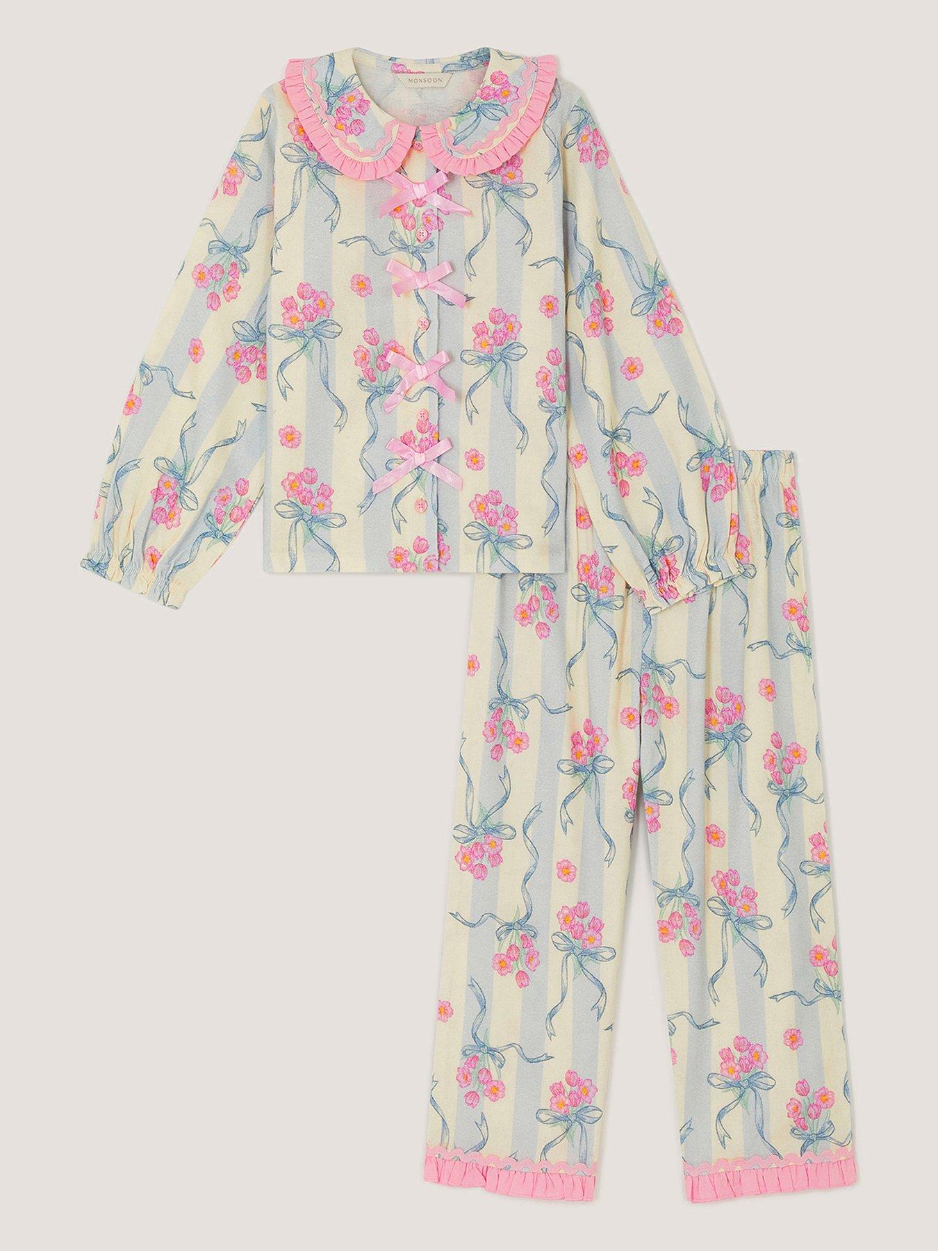 Monsoon Girls Woven French Garden Pyjamas - Light Cream