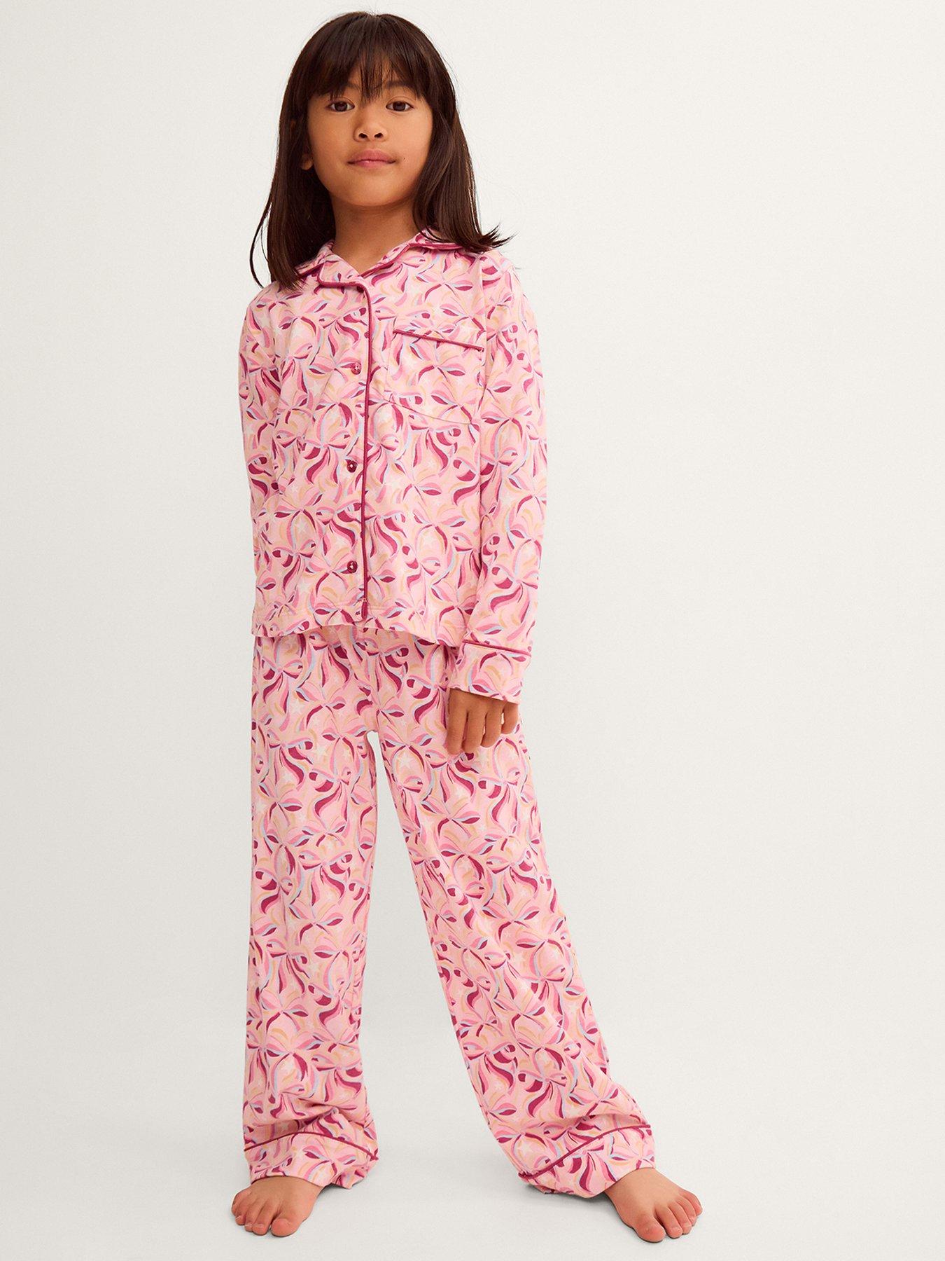 Monsoon Girls Glow In The Dark Jersey Pyjamas - Pink