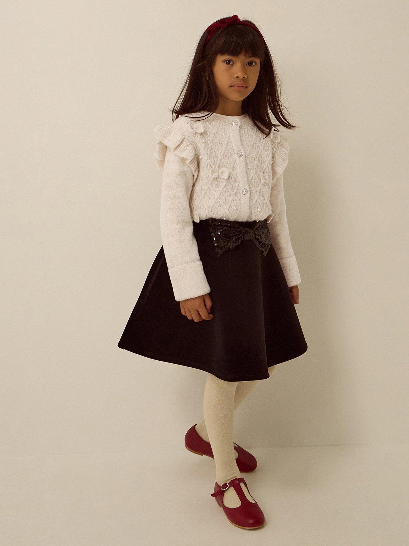 Monsoon Girls Velvet Scuba Circle Skirt - Black