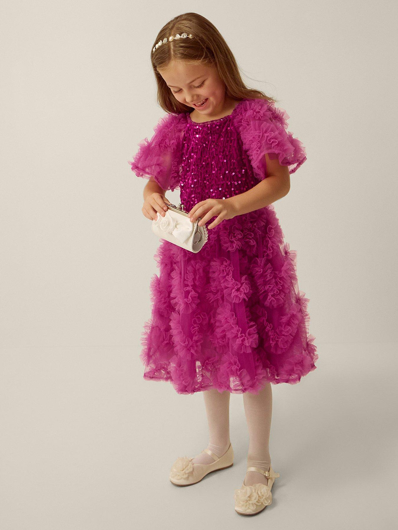 Monsoon Girls Cora Ruffle Sequin Dress - Purple