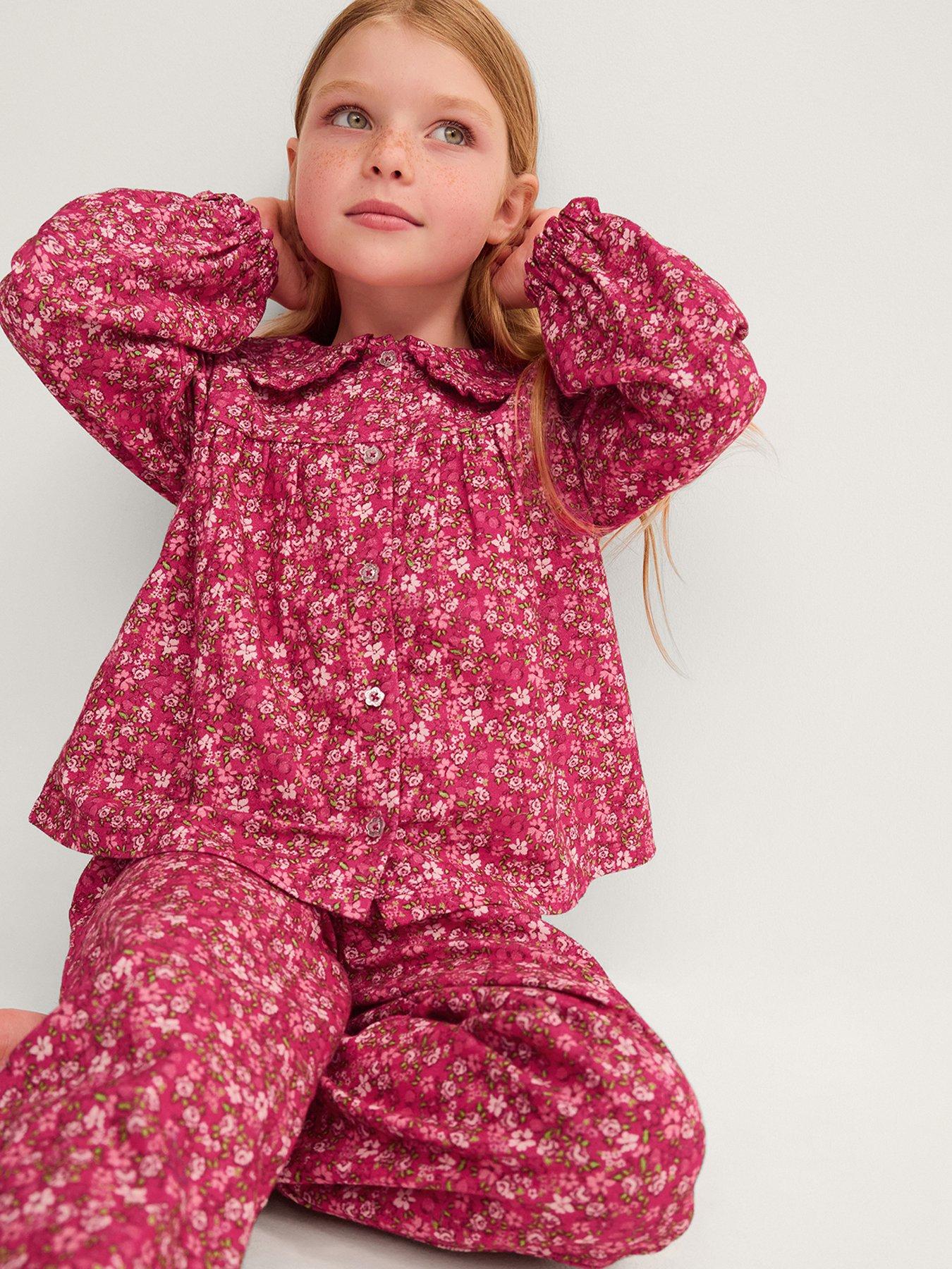 Monsoon Girls Woven Floral Ditsy Pyjamas - Pink