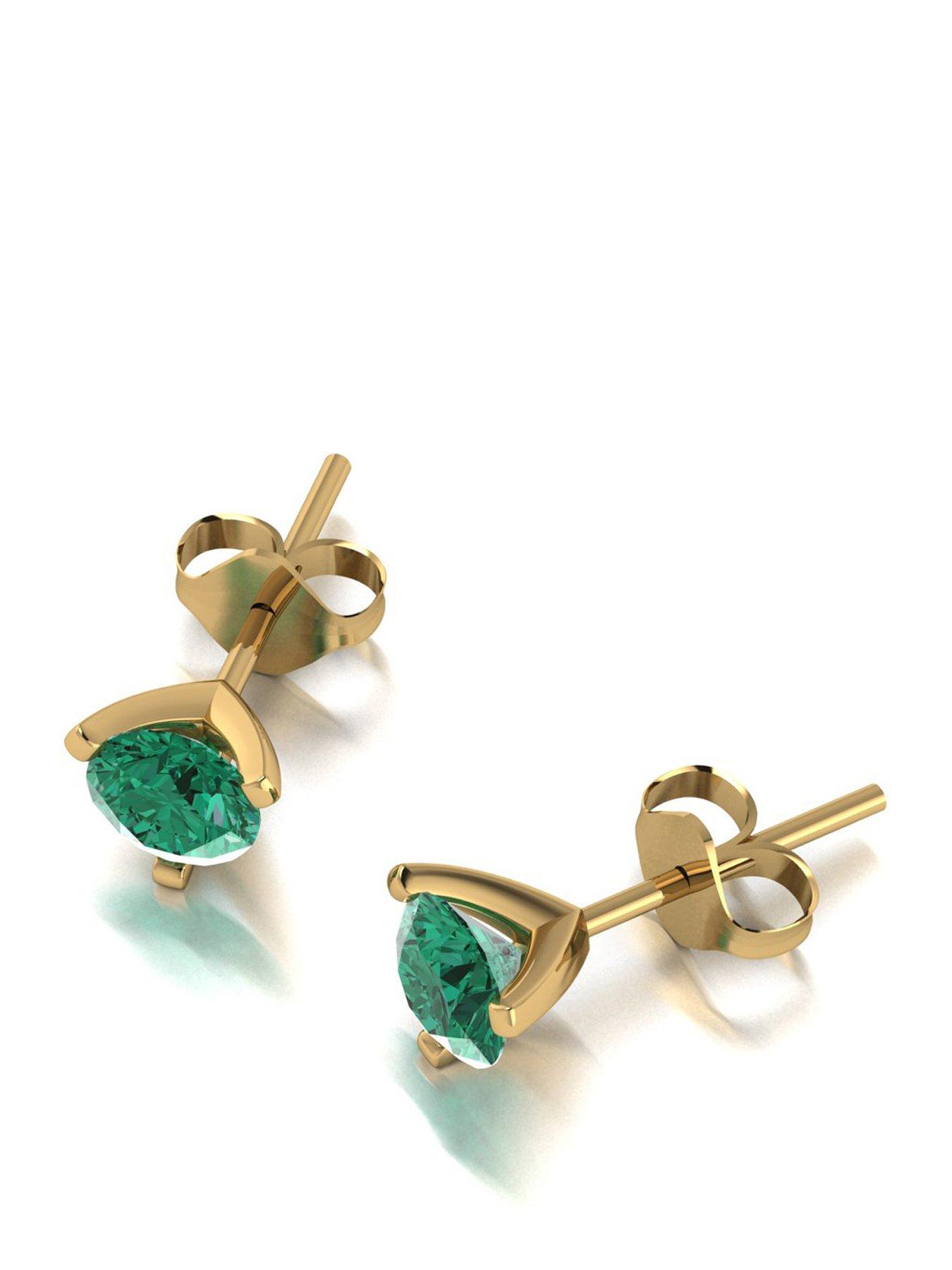 Moissanite 9ct Yellow Gold 5.0mm Verde Brillante Moissanite Stud Earrings total 1.00ct