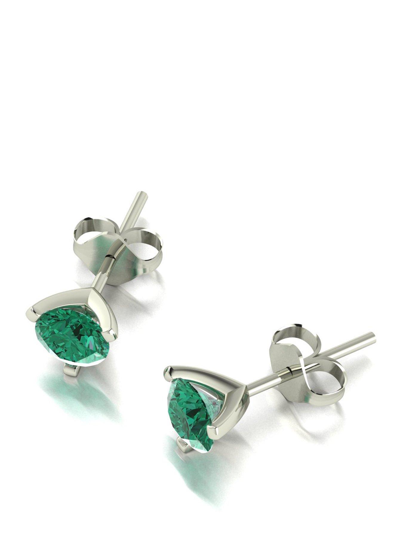 Moissanite 9ct White Gold 5.0mm Verde Brillante Moissanite Stud Earrings total 1.00ct