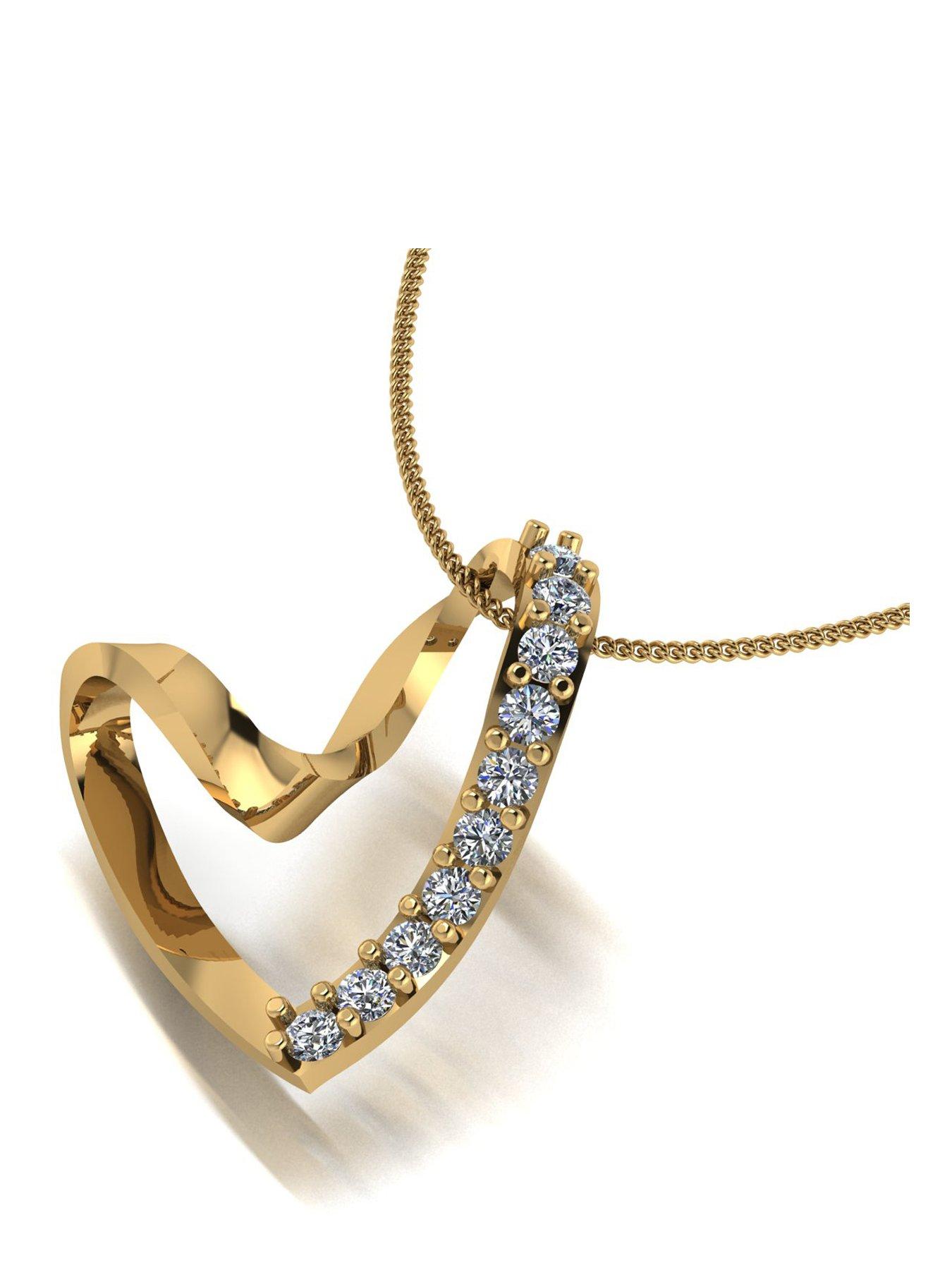 Moissanite Starlight 9ct Yellow Gold 0.25ct total Moissanite Heart inc Chain