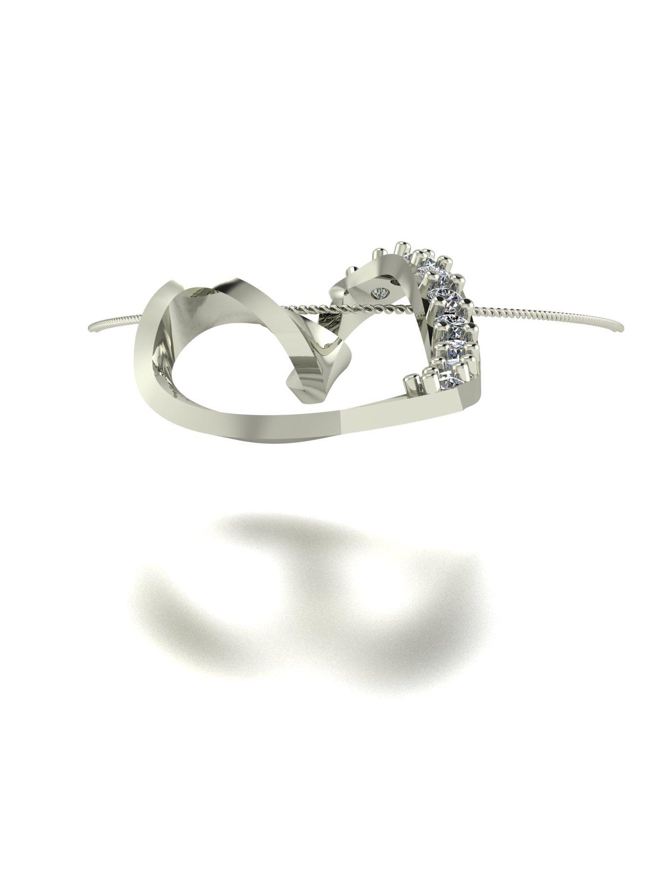 Image 2 of 5 of Moissanite Starlight 9ct White Gold 0.25ct total Moissanite Heart inc Chain