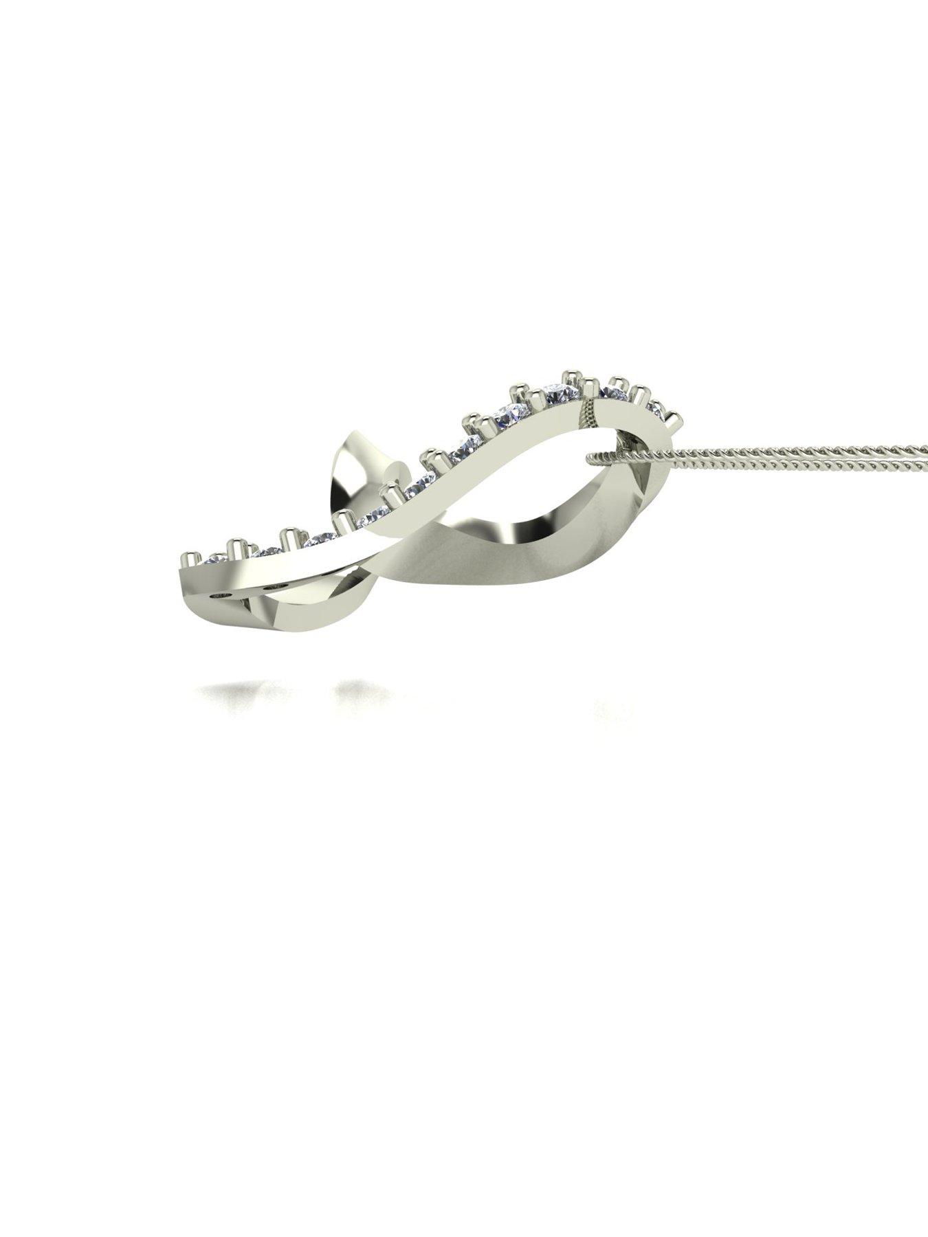 Image 3 of 5 of Moissanite Starlight 9ct White Gold 0.25ct total Moissanite Heart inc Chain