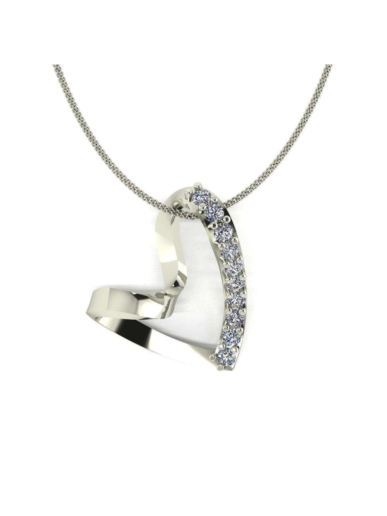 Image 4 of 5 of Moissanite Starlight 9ct White Gold 0.25ct total Moissanite Heart inc Chain